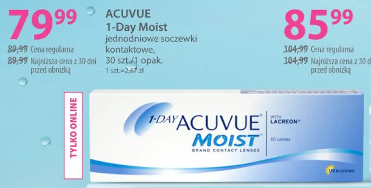 ACUVUE 1-Day Moist jednodniowe soczewki kontaktowe, 30 szt.