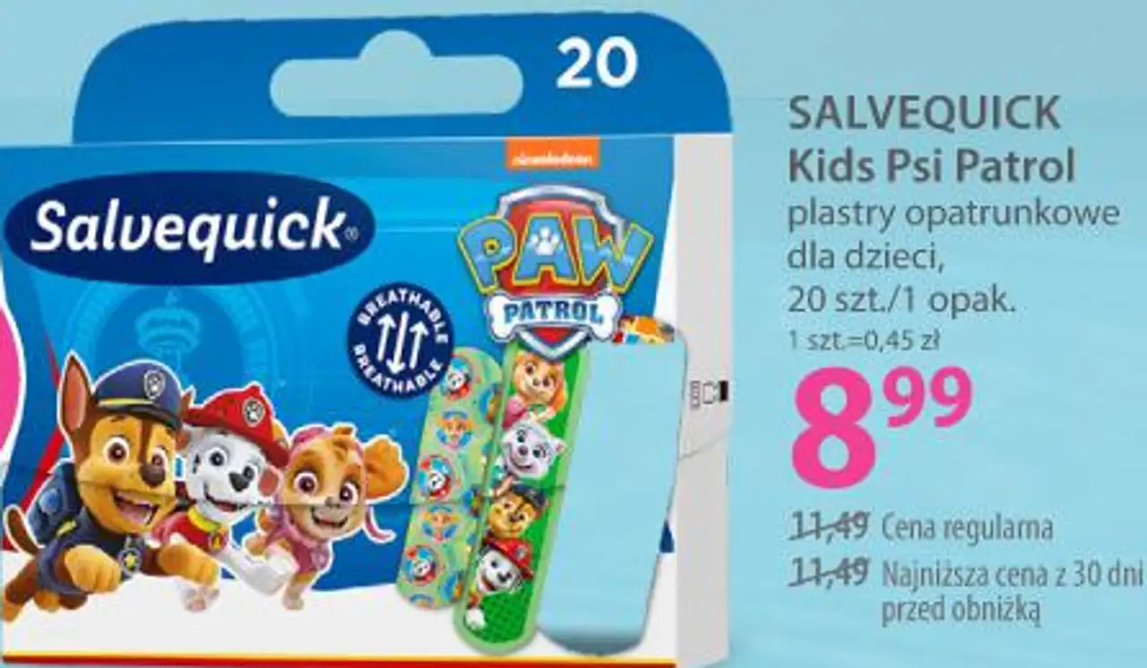 SALVEQUICK Kids Psi Patrol plastry opatrunkowe dla dzieci, 20 szt.
