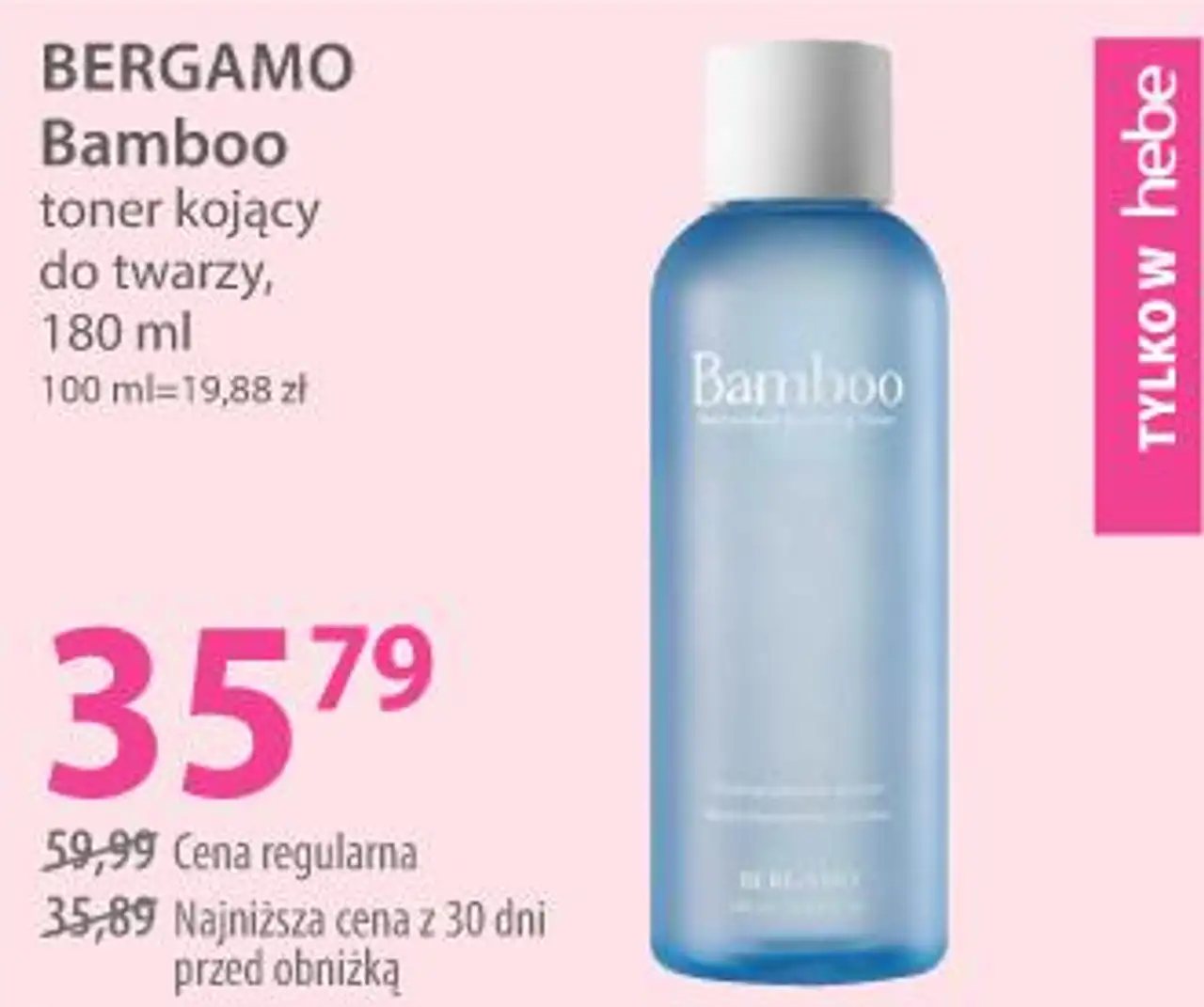 BERGAMO Bamboo toner kojący do twarzy, 180 ml