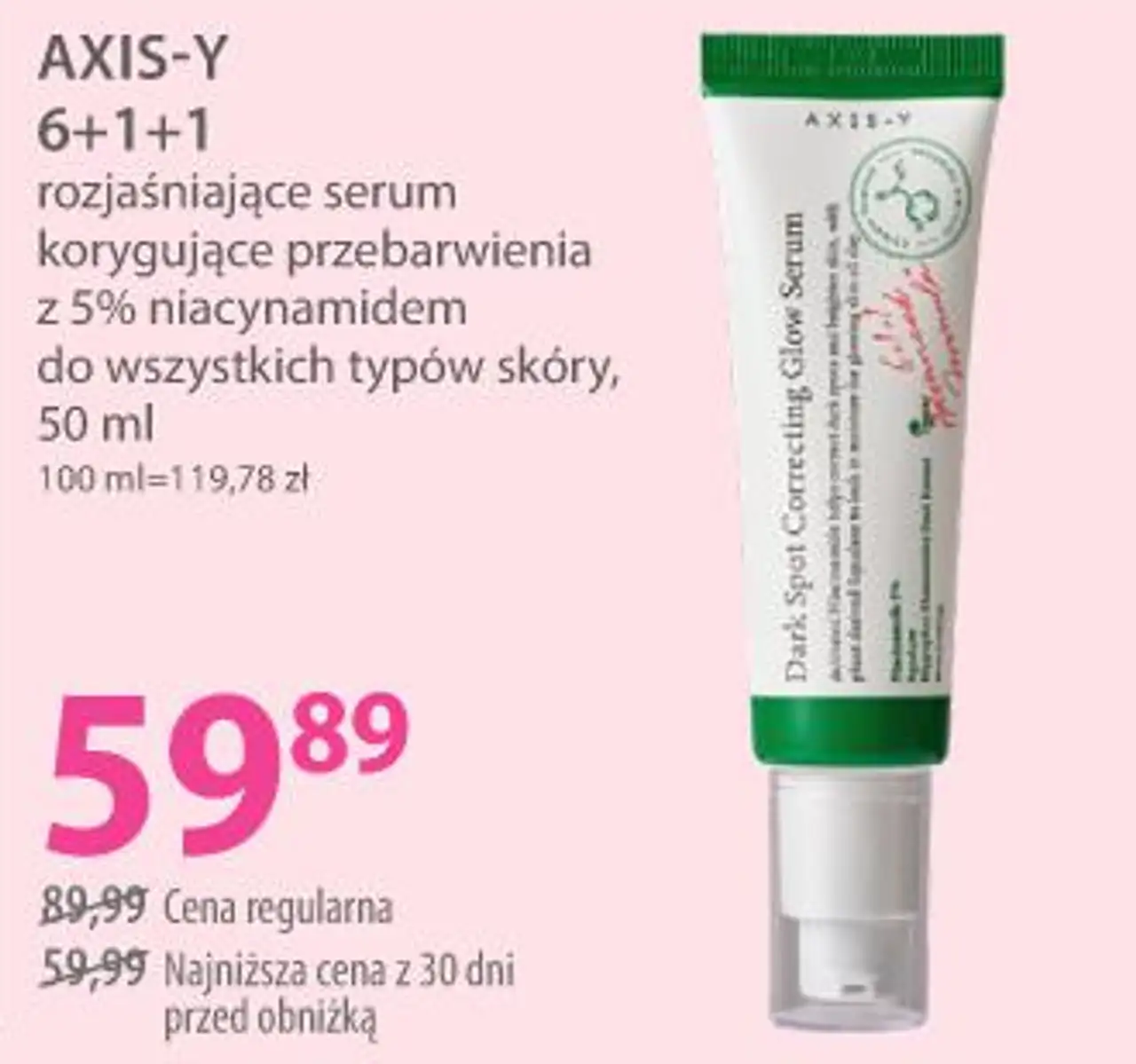 AXIS-Y 6+1+1 rozjaśniające serum korygujące przebarwienia z 5% niacynamidem do wszystkich typów skóry, 50 ml
