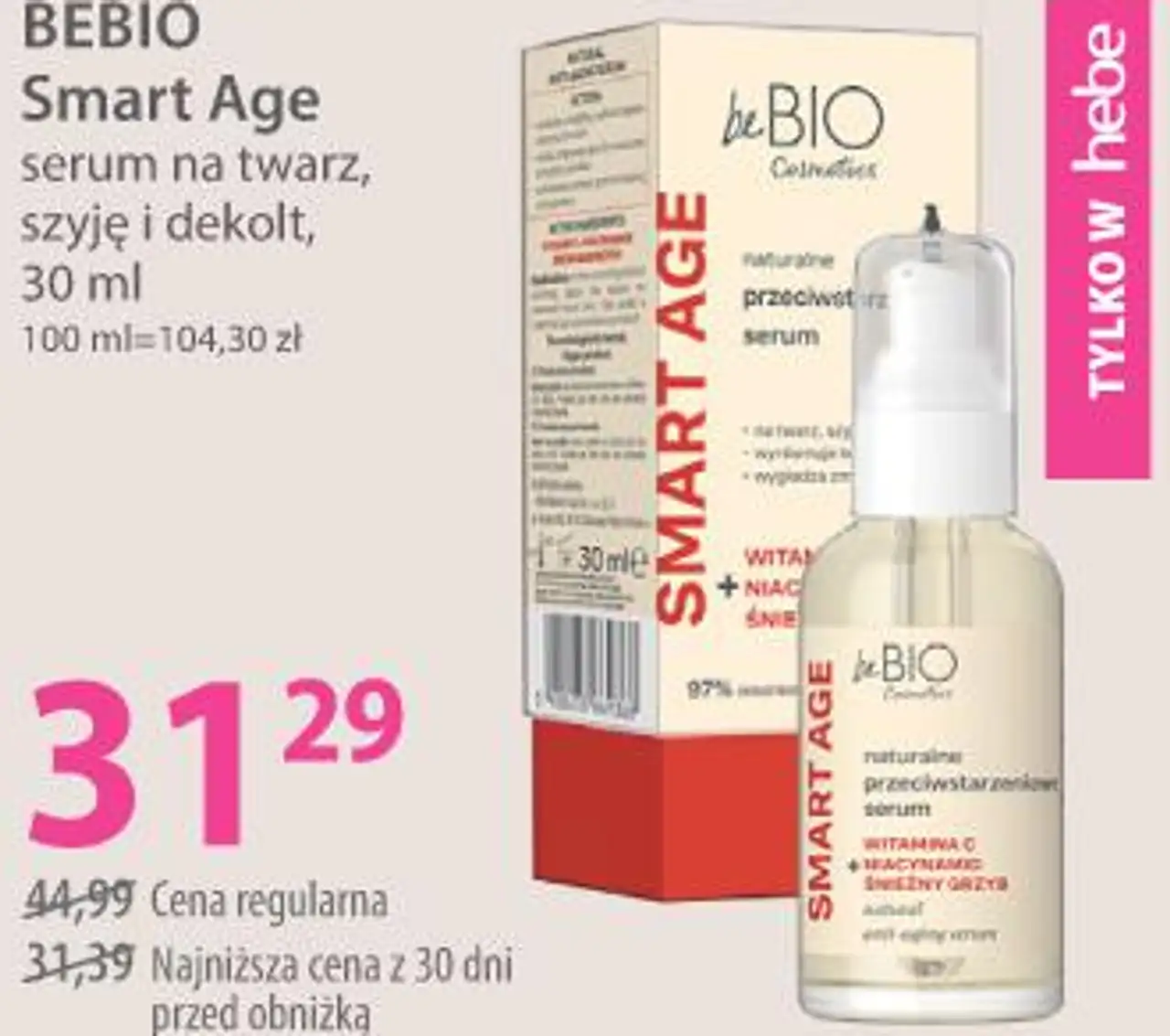 BEBIO Smart Age serum na twarz, szyję i dekolt, 30 ml
