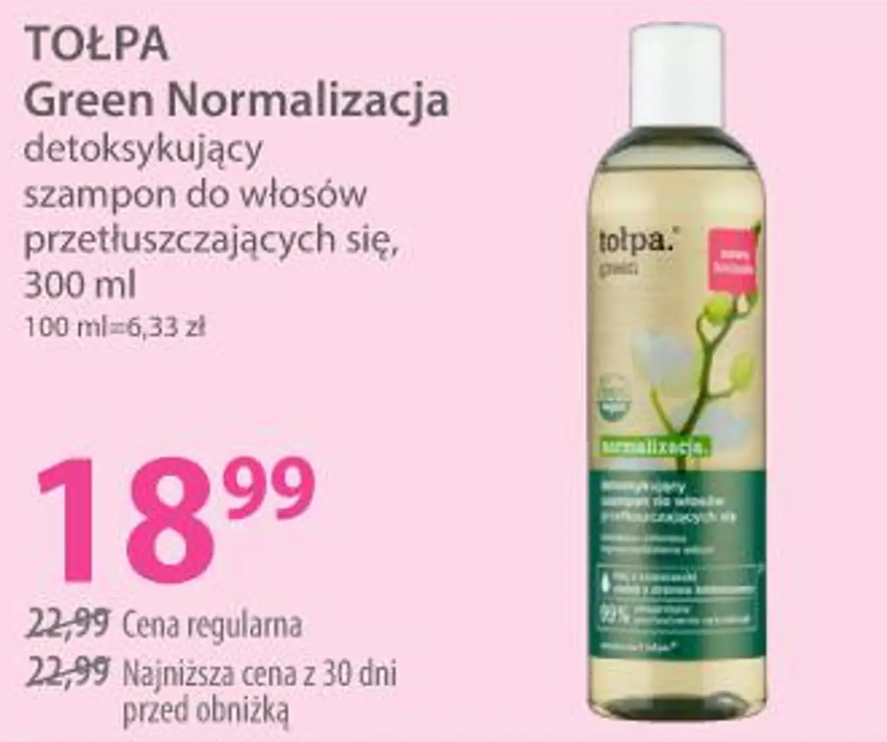 Green Normalizacja detoksykujący szampon do włosów przetłuszczających się, 300 ml TOŁPA