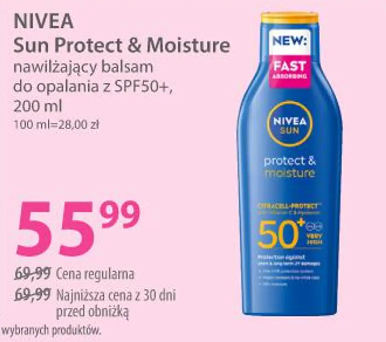 Sun Protect & Moisture nawilżający balsam do opalania z SPF50+, 200 ml NIVEA