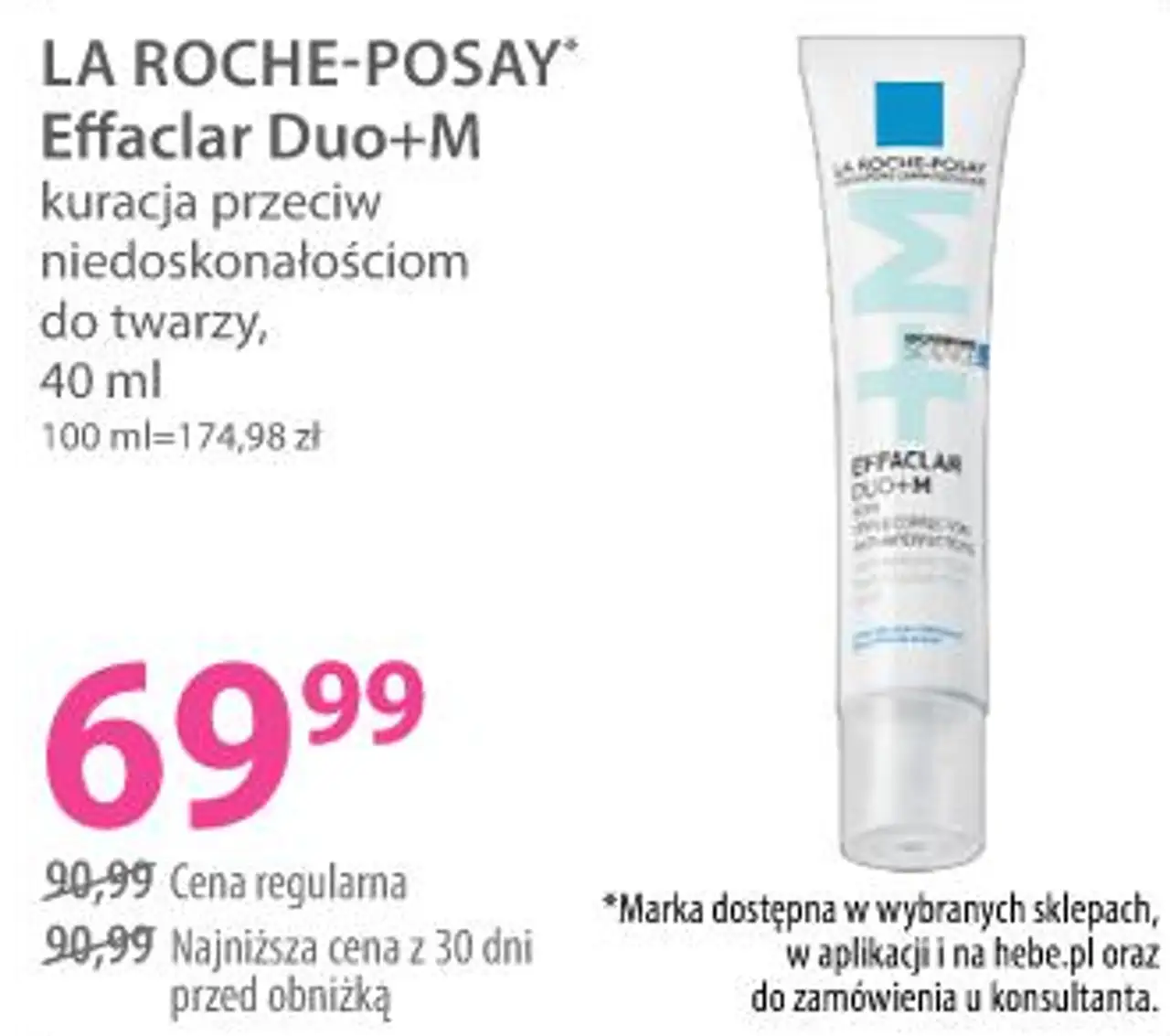 LA ROCHE-POSAY Effaclar Duo+M kuracja przeciw niedoskonałościom do twarzy, 40 ml
