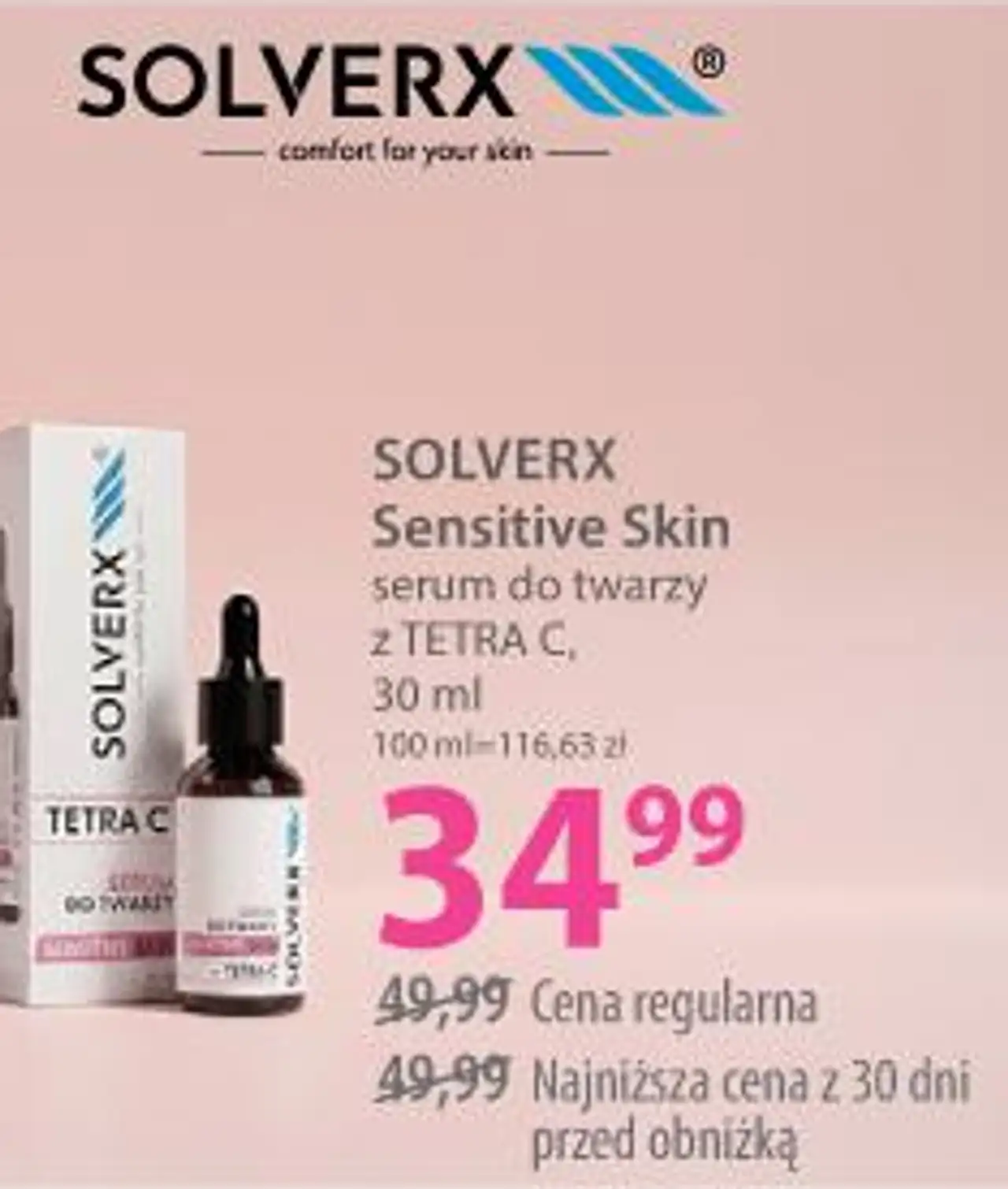 SOLVERX Sensitive Skin serum do twarzy z TETRA C, 30 ml