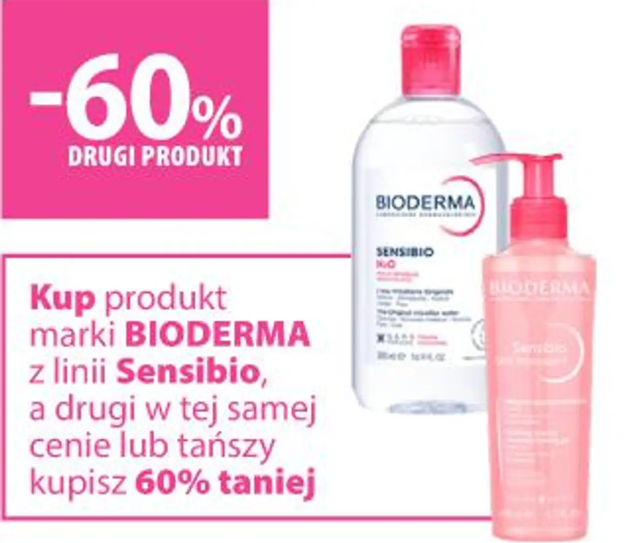 Kup produkt marki BIODERMA z linii Sensibio, a drugi w tej samej cenie lub tańszy kupisz 60% taniej