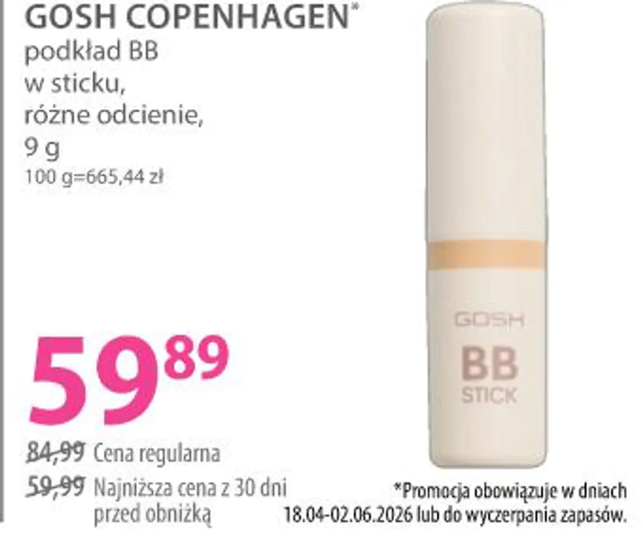 GOSH COPENHAGEN podkład BB w sticku, różne odcienie, 9 g