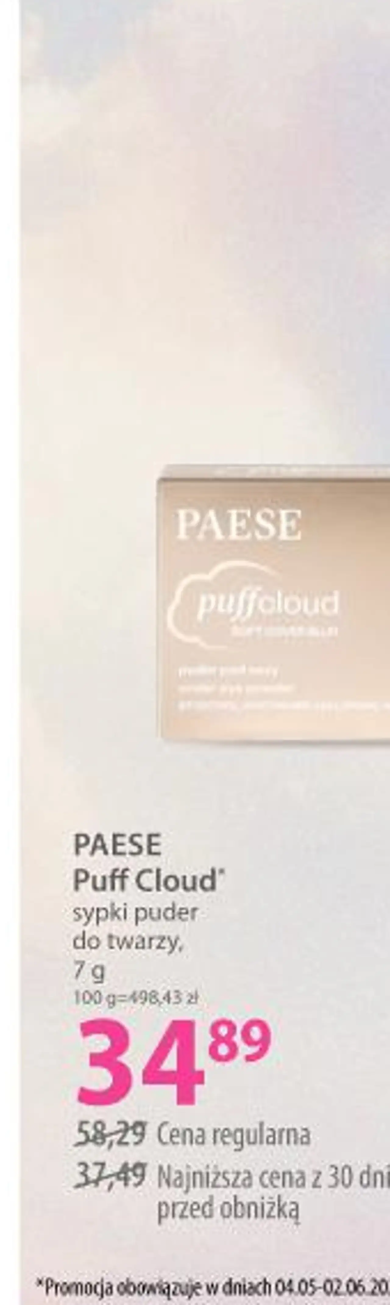 PAESE Puff Cloud sypki puder do twarzy, 7 g