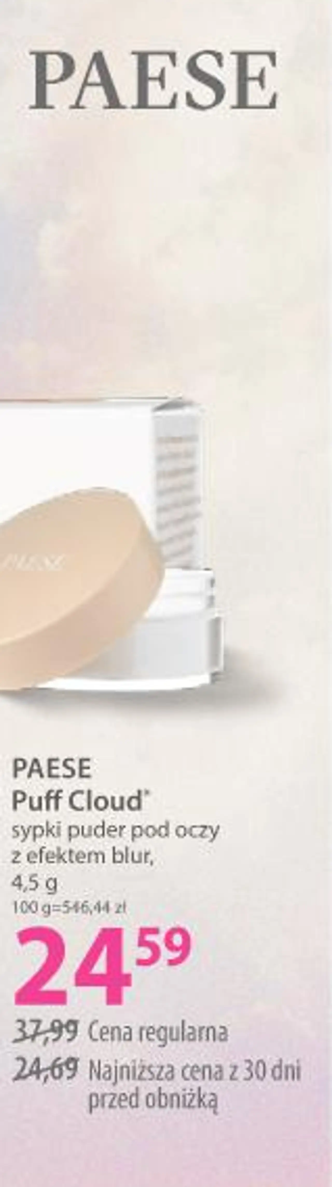PAESE Puff Cloud sypki puder pod oczy z efektem blur, 4,5 g