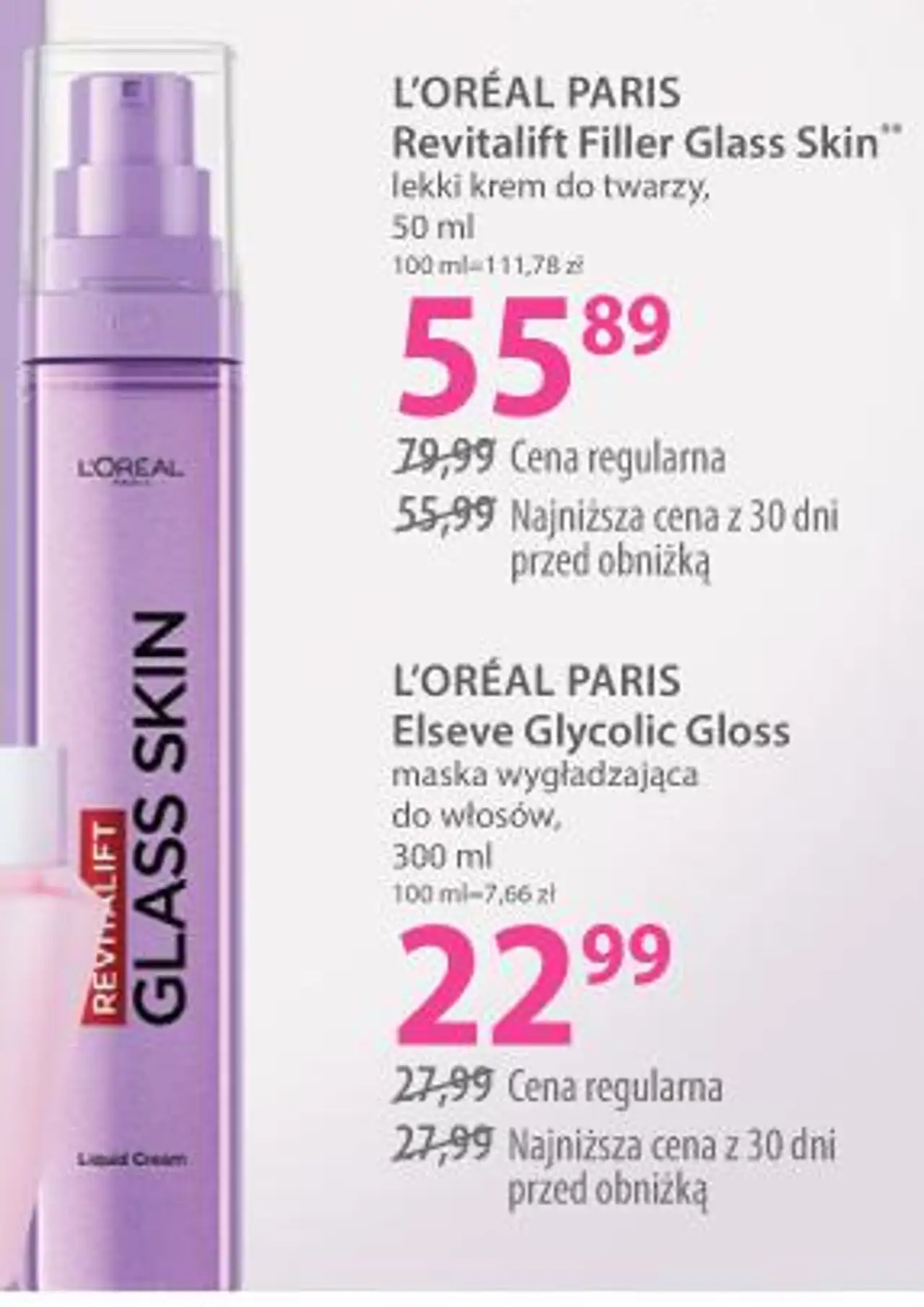 L'ORÉAL PARIS Revitalift Filler Glass Skin** lekki krem do twarzy, 50 ml