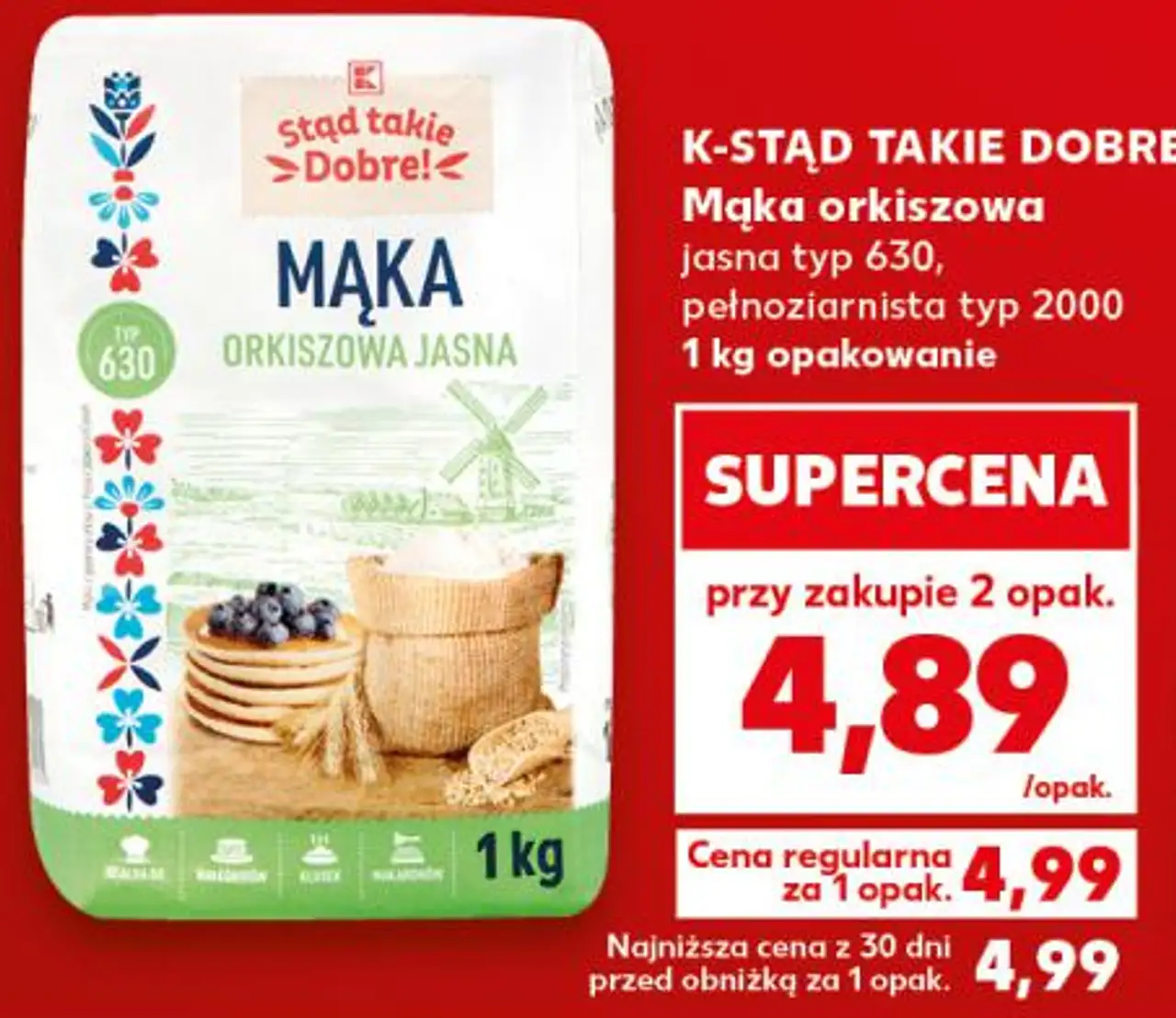 Mąka orkiszowa jasna typ 630, pełnoziarnista typ 2000