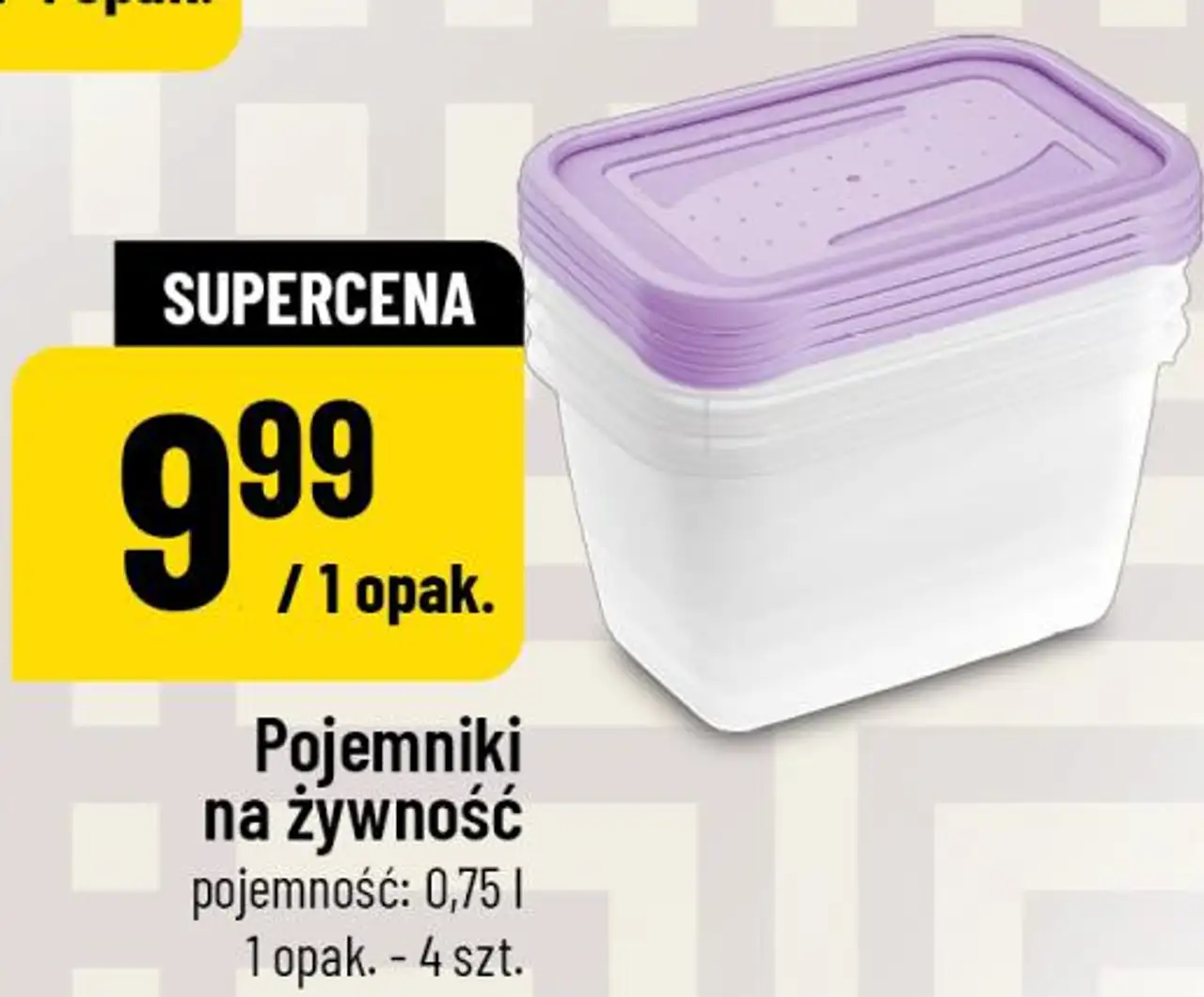 Pojemniki na żywność pojemność: 0,75 l