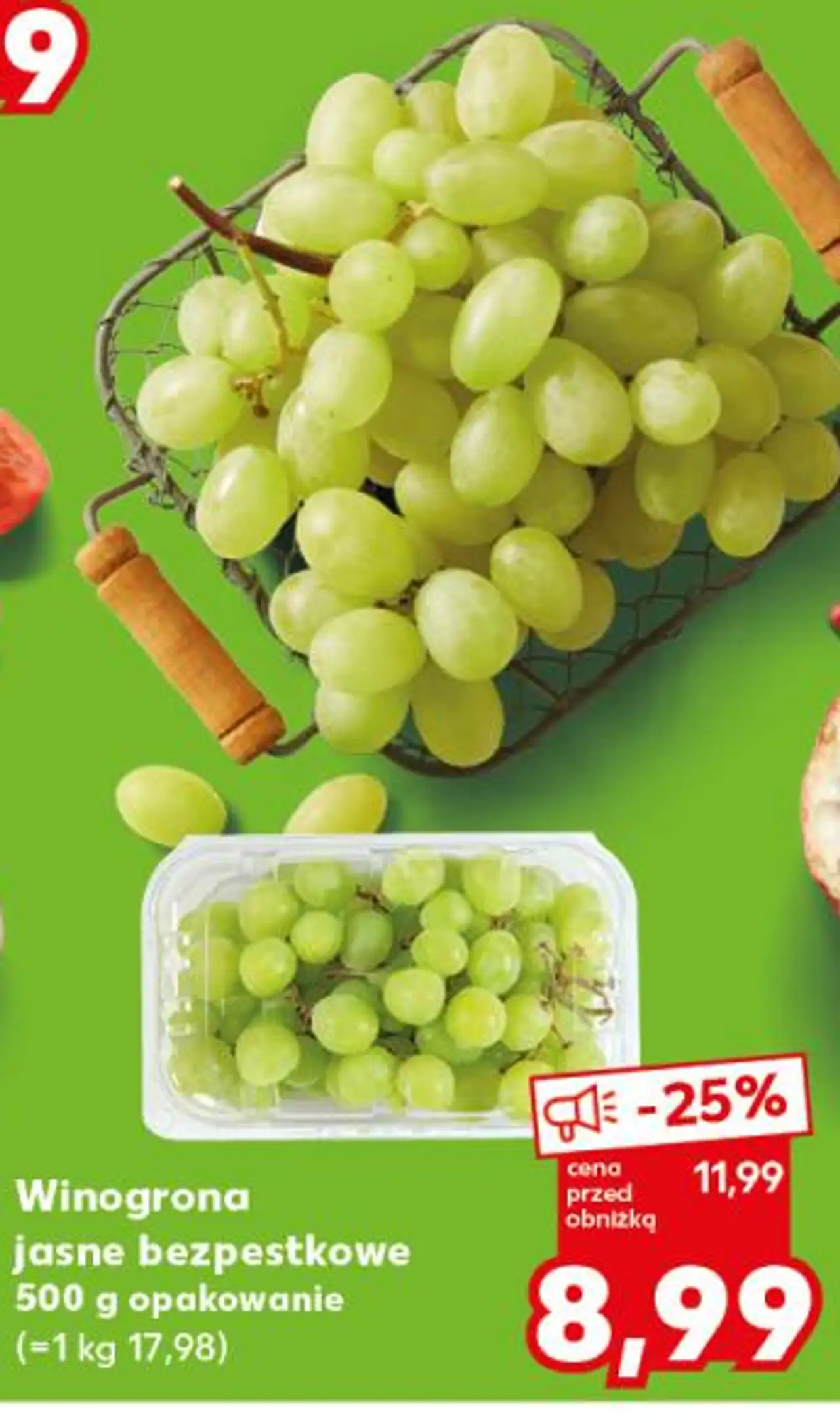 Winogrona jasne bezpestkowe 500 g opakowanie
