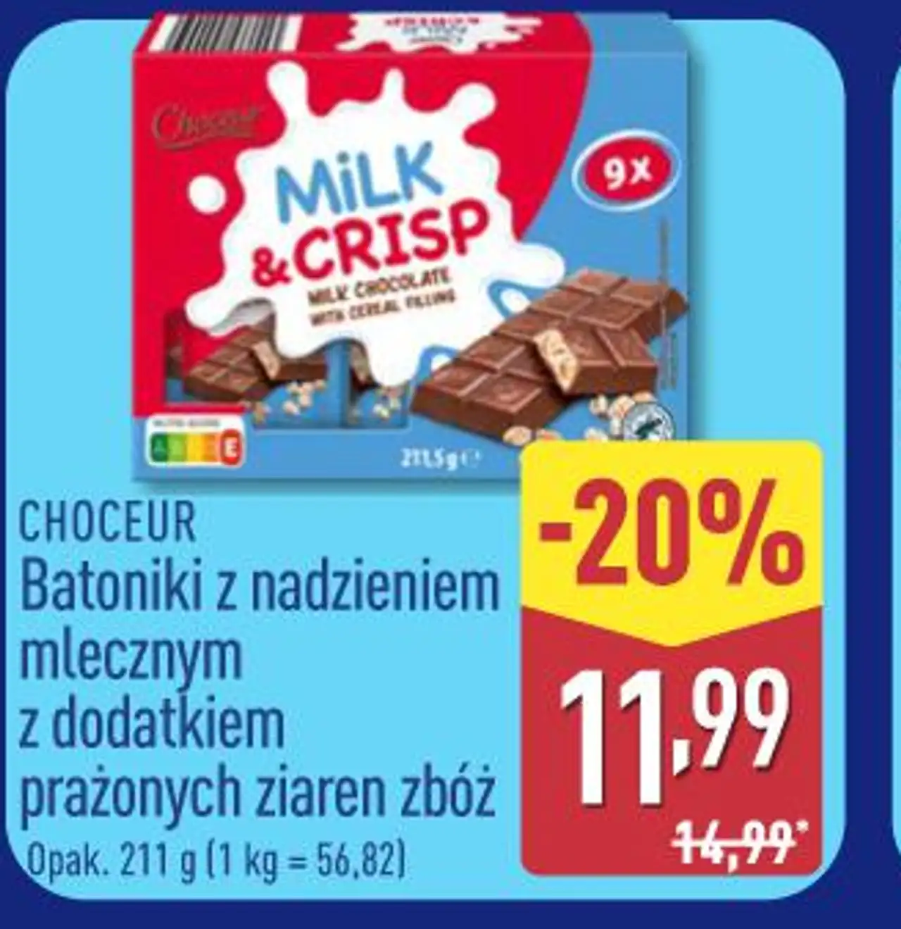CHOCEUR Batoniki z nadzieniem mlecznym z dodatkiem prażonych ziaren zbóż