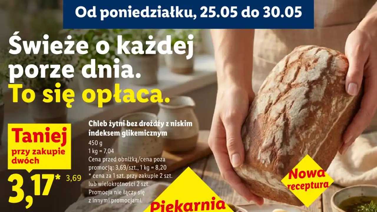 Chleb żytni bez drożdży z niskim indeksem glikemicznym