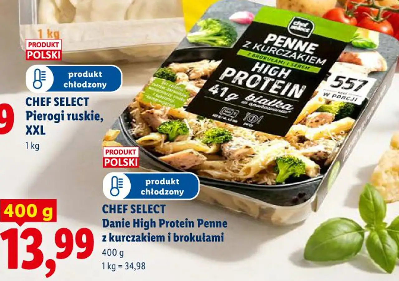 CHEF SELECT Danie High Protein Penne z kurczakiem i brokułami 400 g