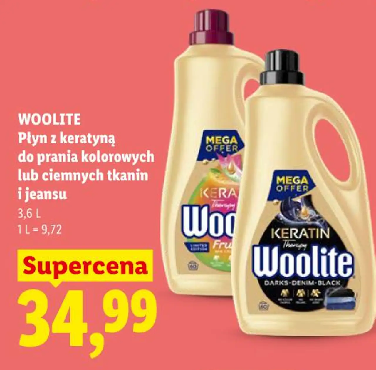 WOOLITE Płyn z keratyną do prania kolorowych lub ciemnych tkanin i jeansu
