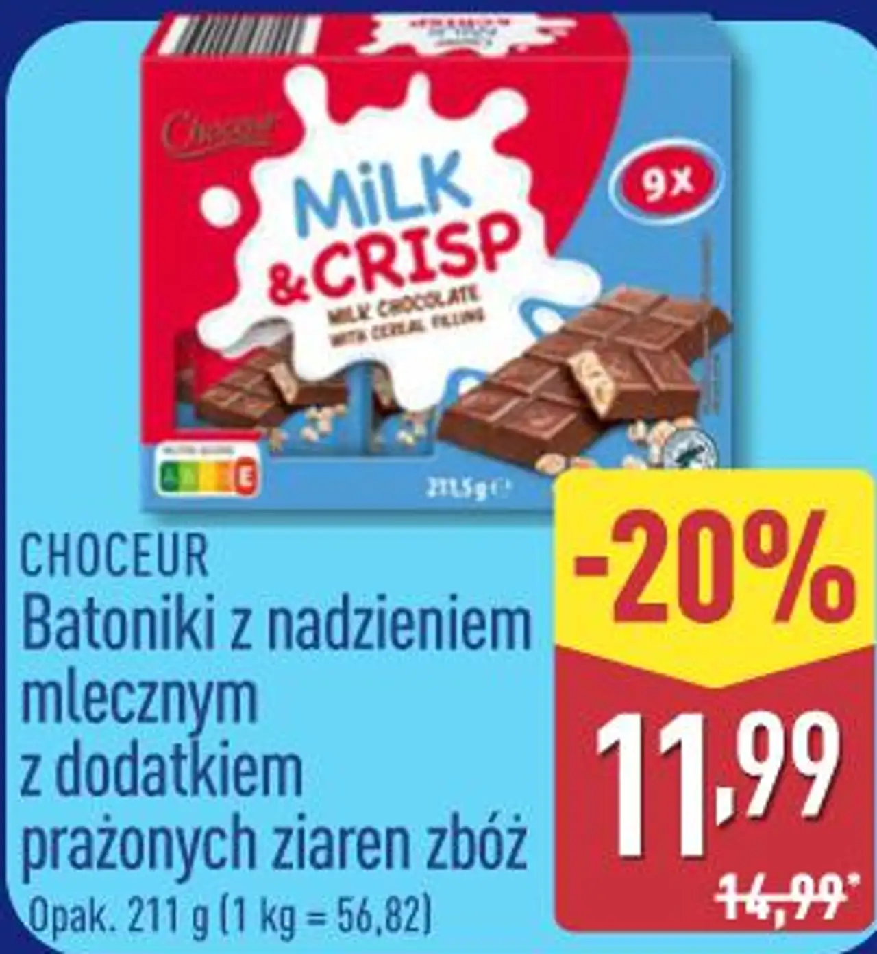 CHOCEUR Batoniki z nadzieniem mlecznym z dodatkiem prażonych ziaren zbóż