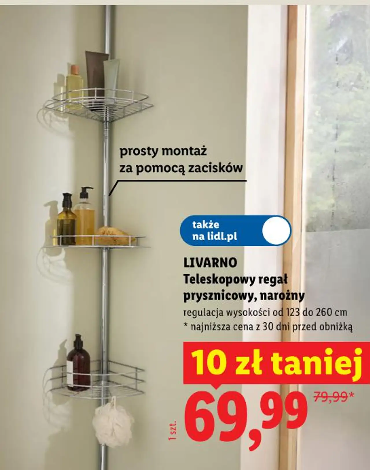 LIVARNO Teleskopowy regał prysznicowy, narożny