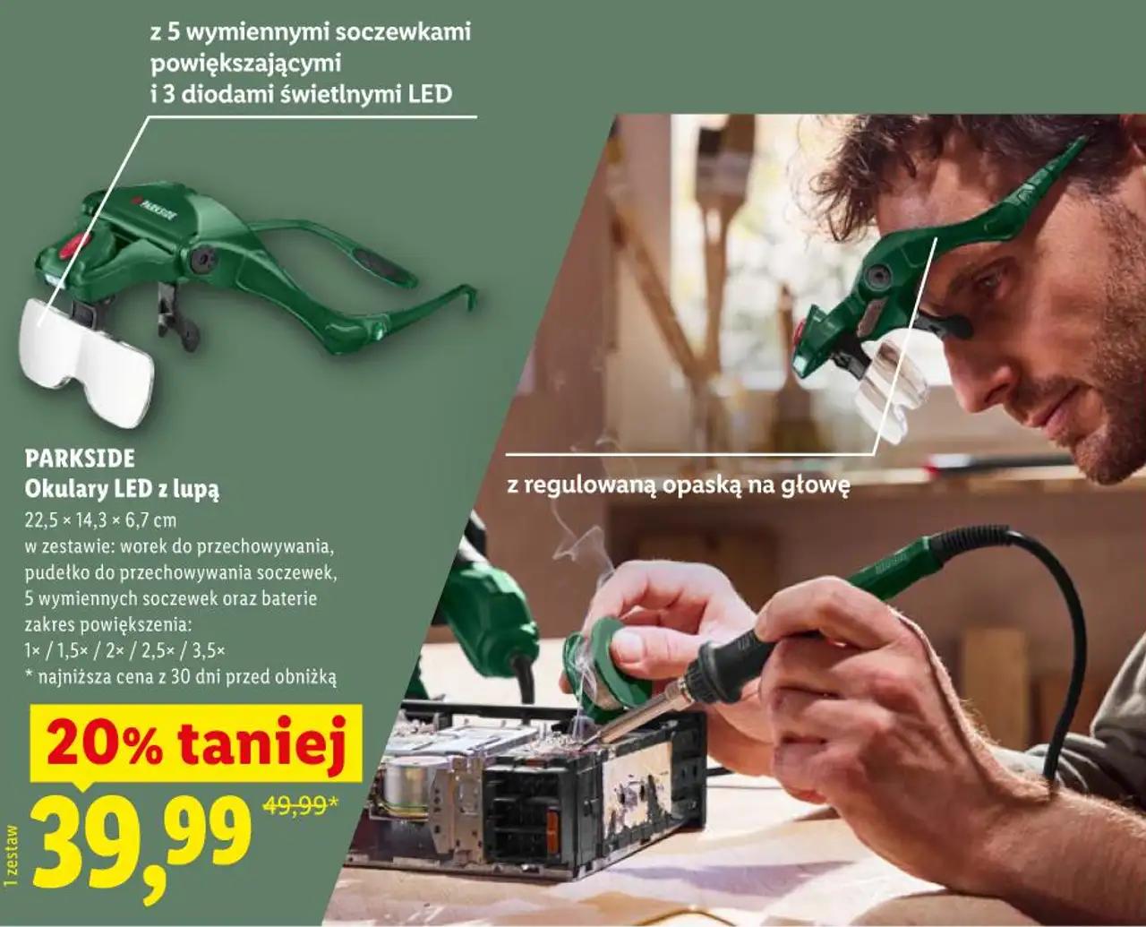 PARKSIDE Okulary LED z lupą