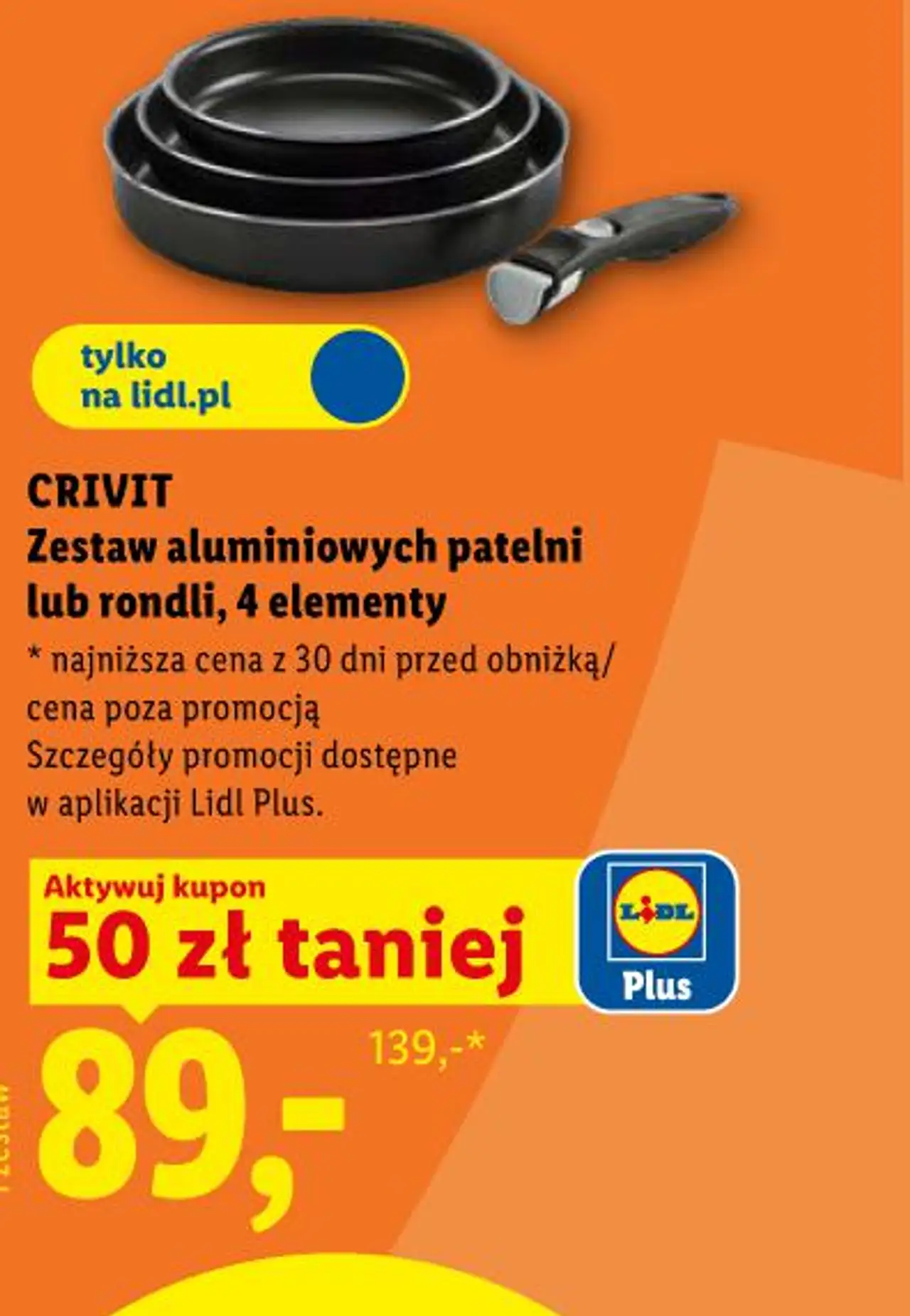 CRIVIT Zestaw aluminiowych patelni lub rondli, 4 elementy