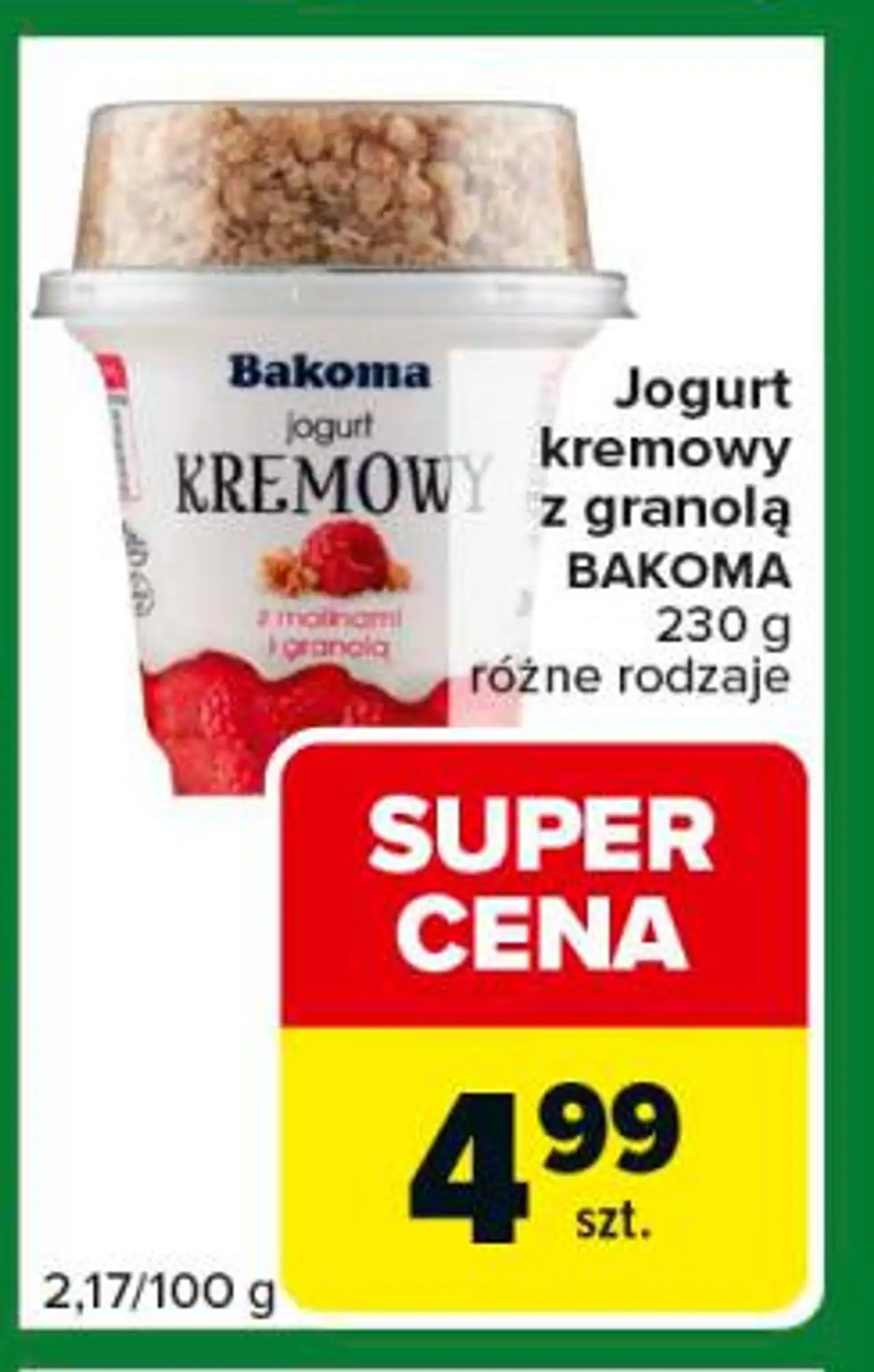 Jogurt kremowy z granolą BAKOMA 230 g różne rodzaje