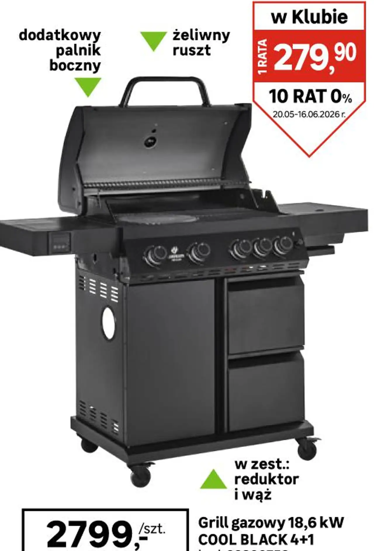 LANDMANN Grill gazowy 18,6 kW COOL BLACK 4+1