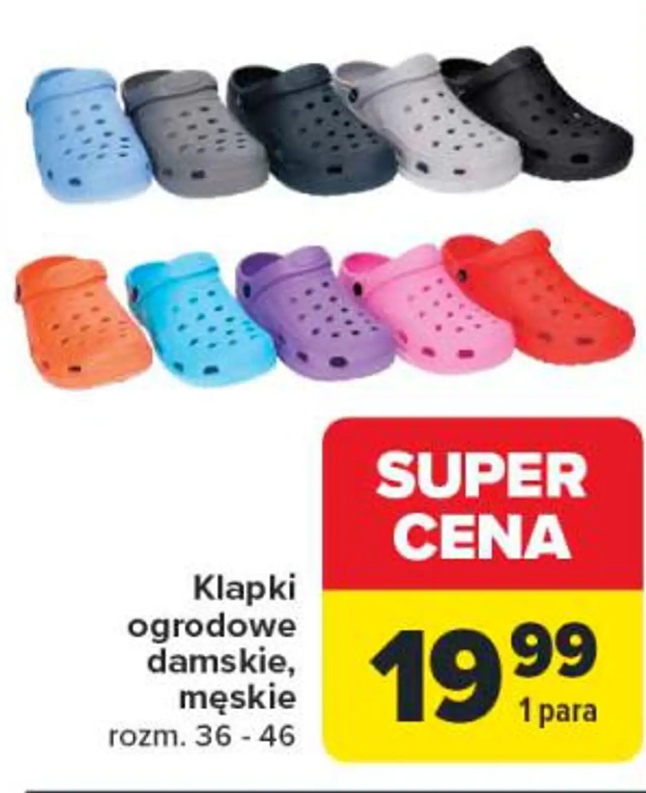Klapki ogrodowe damskie, męskie