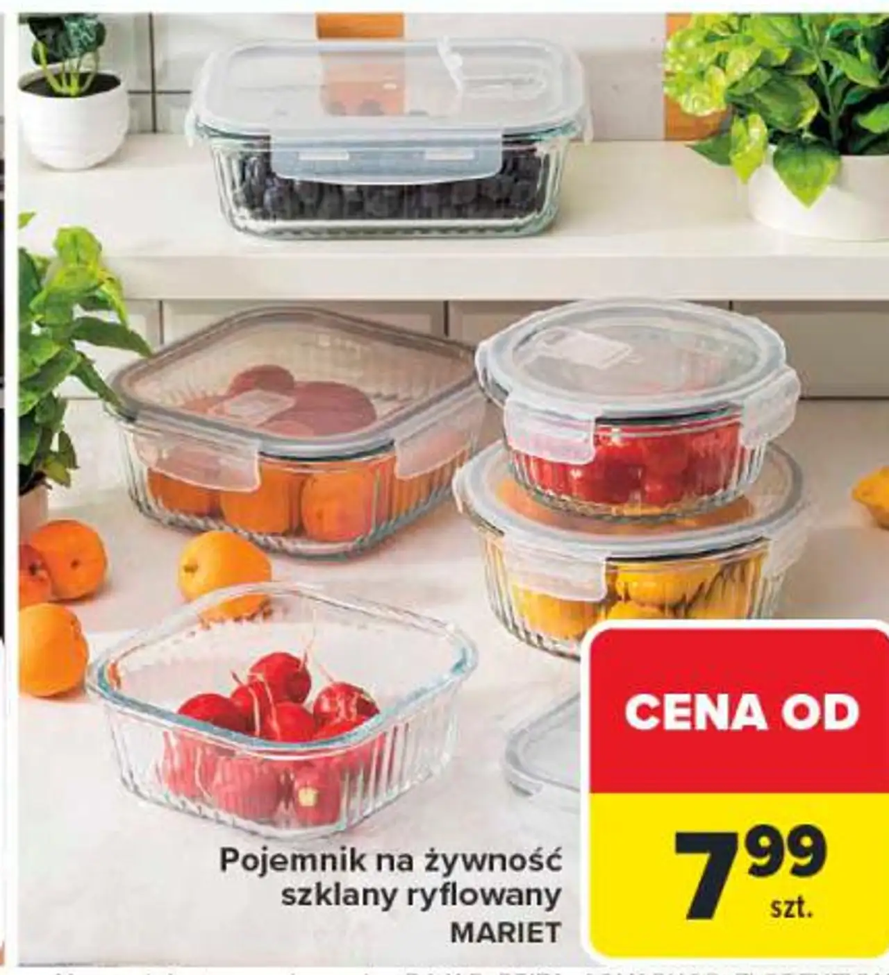 Pojemnik na żywność szklany ryflowany MARIET