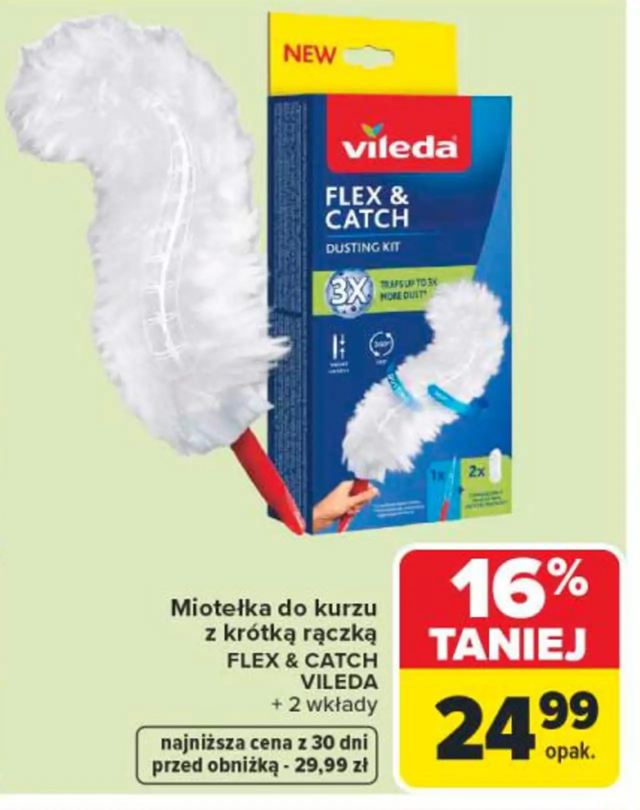 Miotełka do kurzu z krótką rączką FLEX & CATCH VILEDA + 2 wkłady