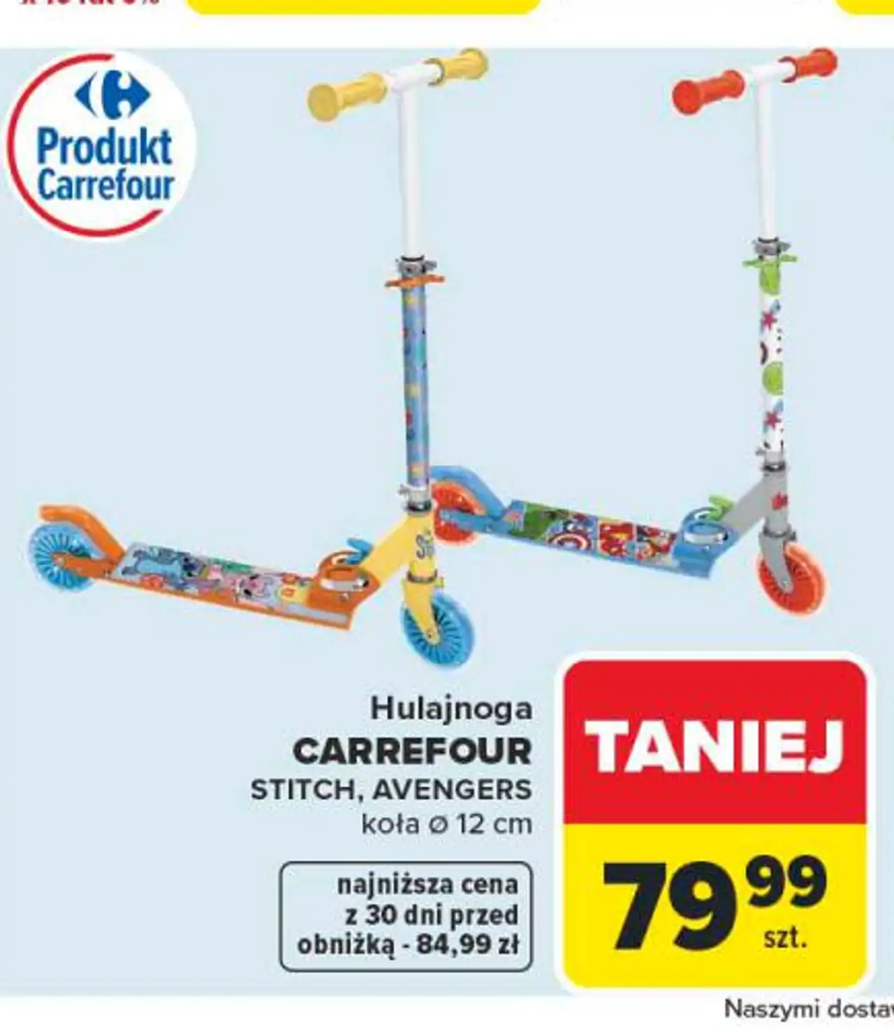 Hulajnoga CARREFOUR STITCH, AVENGERS koła o 12 cm