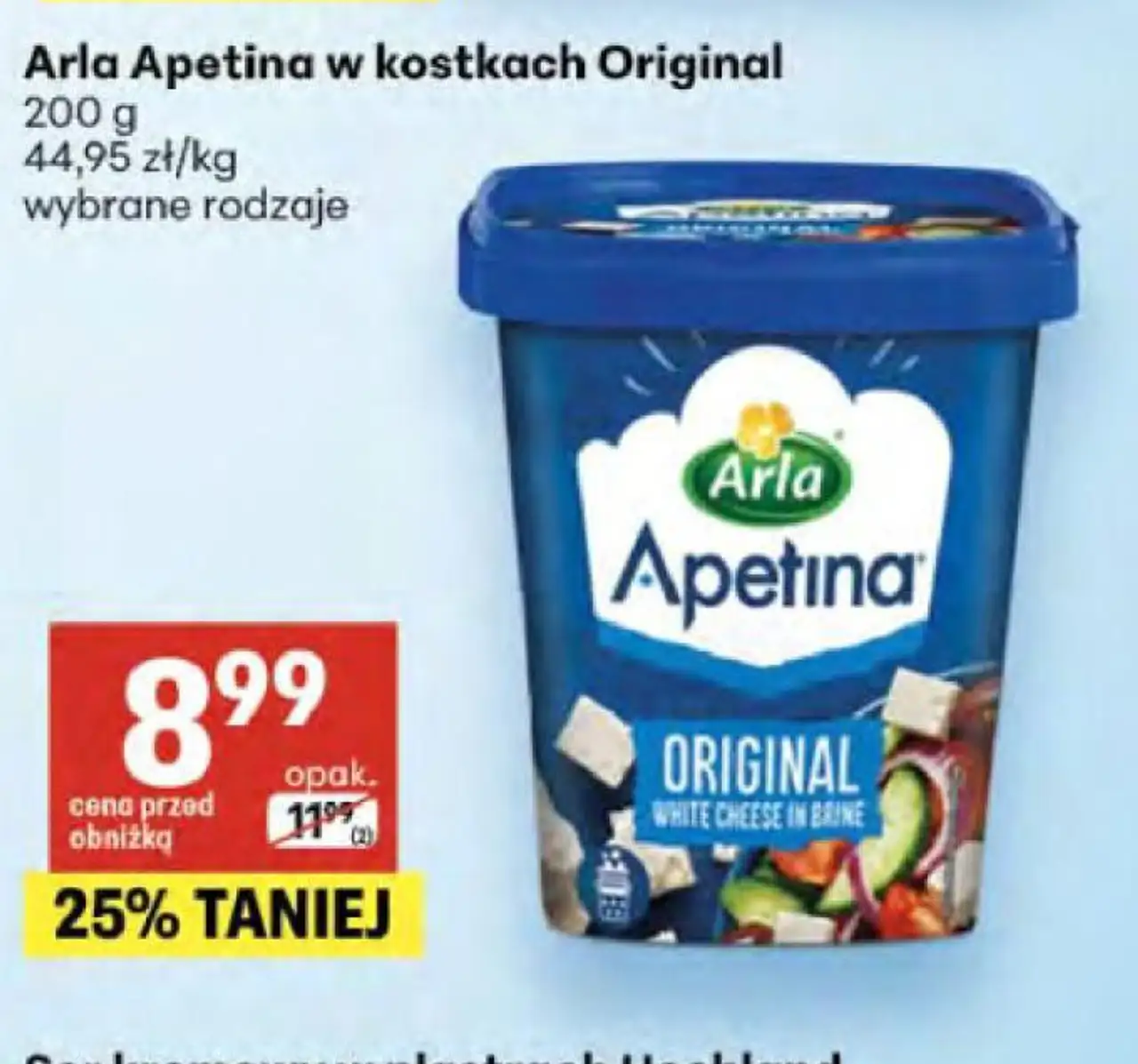 Arla Apetina w kostkach Original 200 g wybrane rodzaje