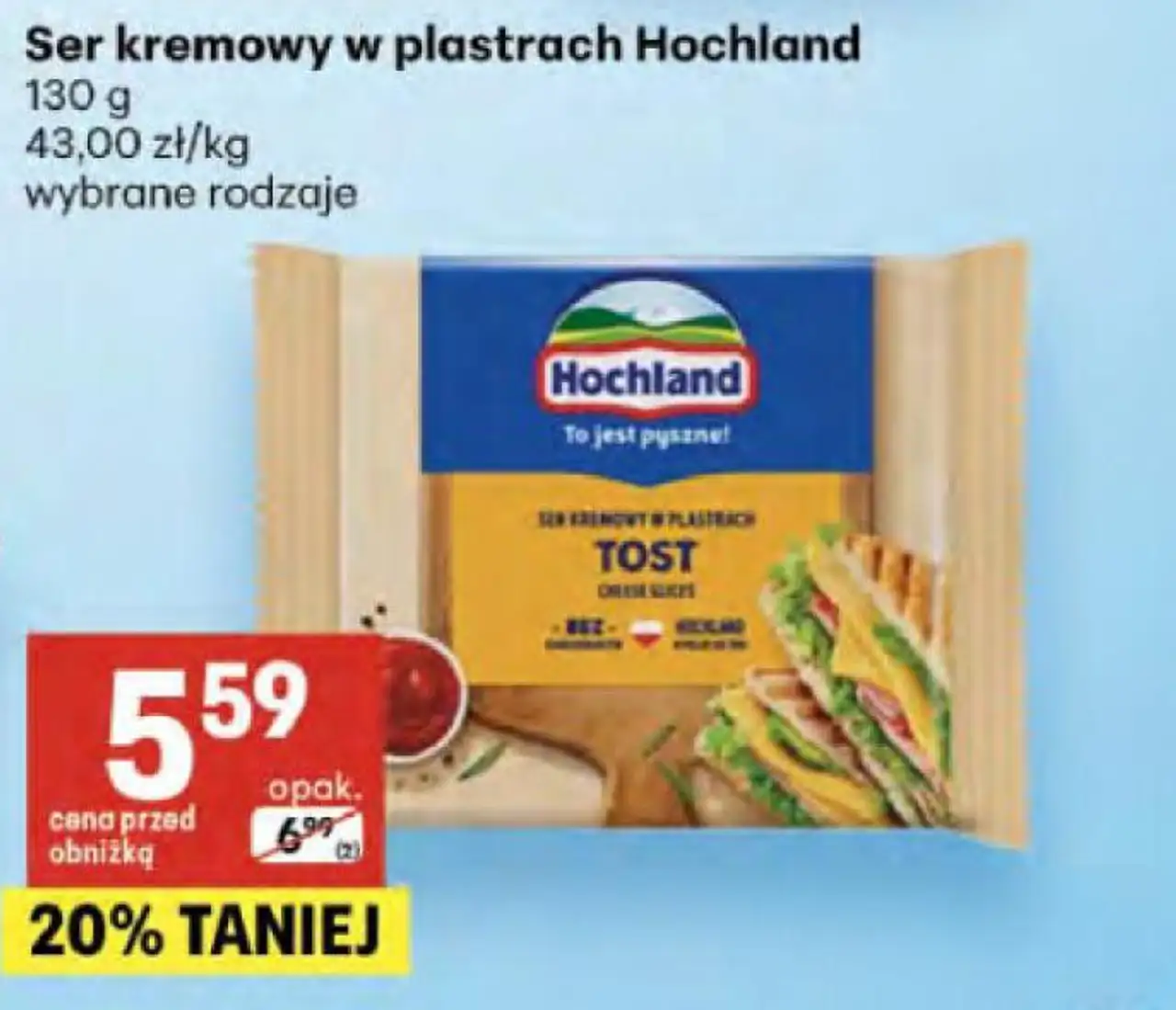 Ser kremowy w plastrach Hochland 130 g wybrane rodzaje