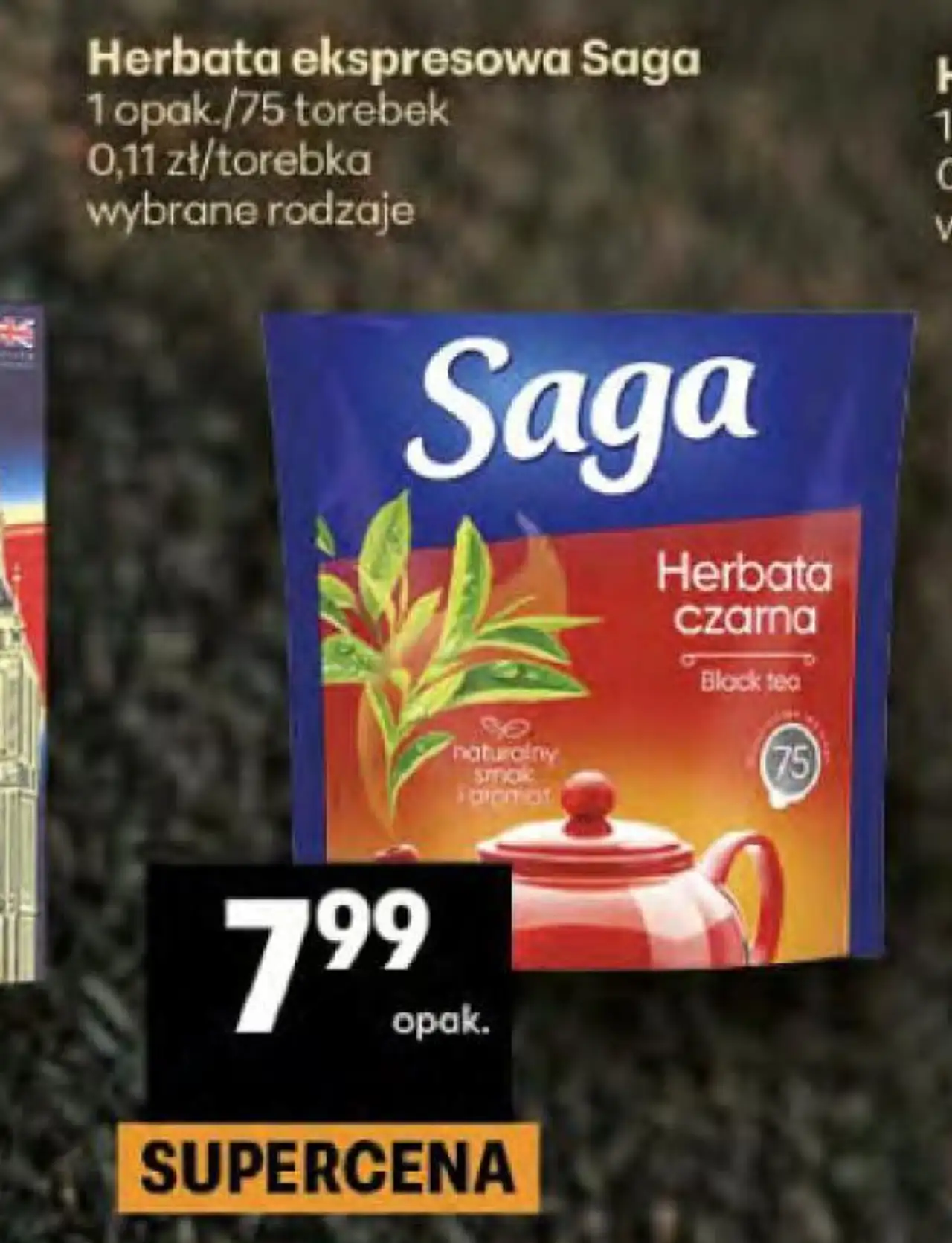 Herbata ekspresowa Saga 1 opak./75 torebek wybrane rodzaje