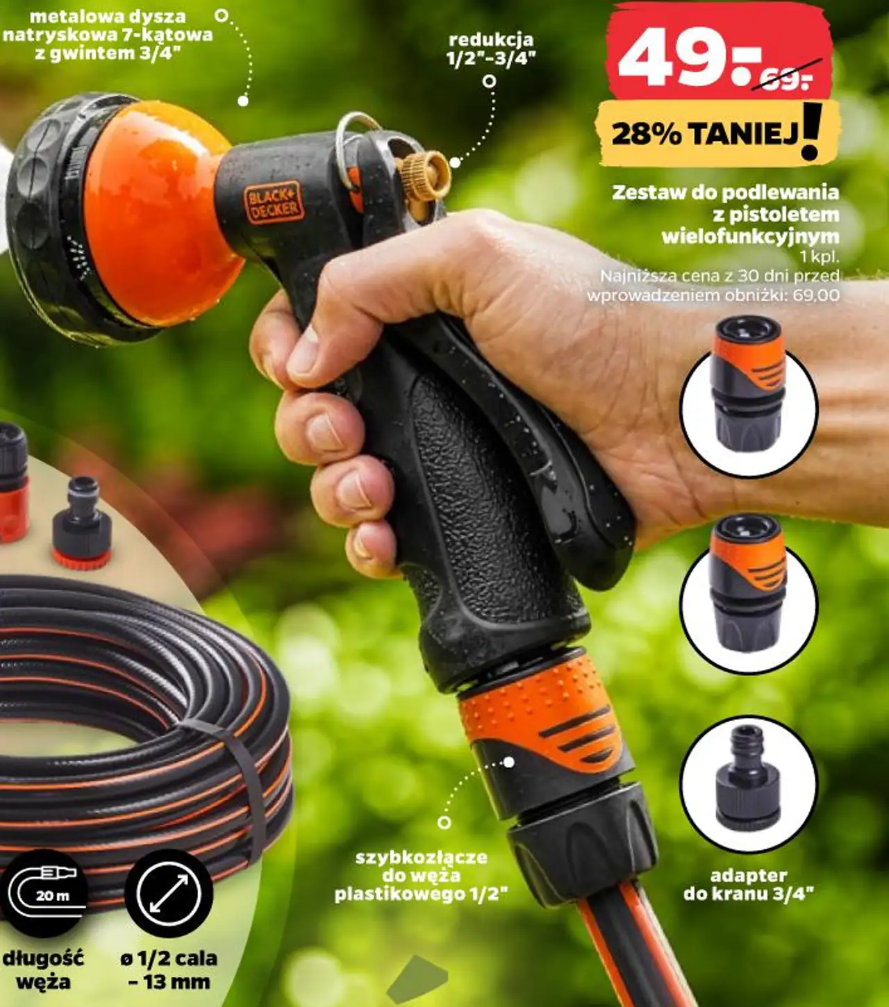 Zestaw do podlewania z pistoletem wielofunkcyjnym BLACK+DECKER