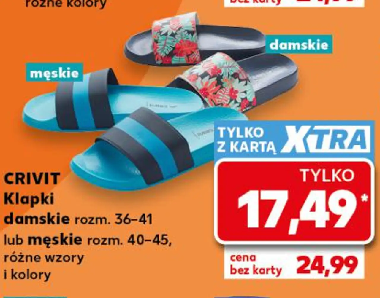 CRIVIT Klapki damskie rozm. 36-41 lub męskie rozm. 40-45, różne wzory i kolory