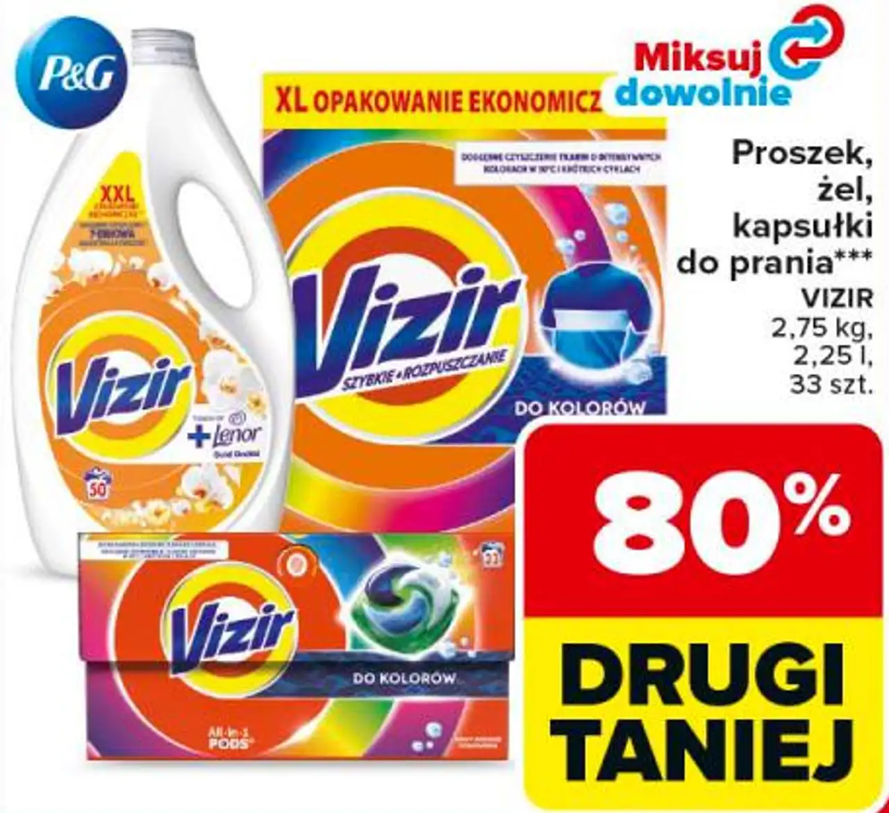 Proszek, żel, kapsułki do prania VIZIR