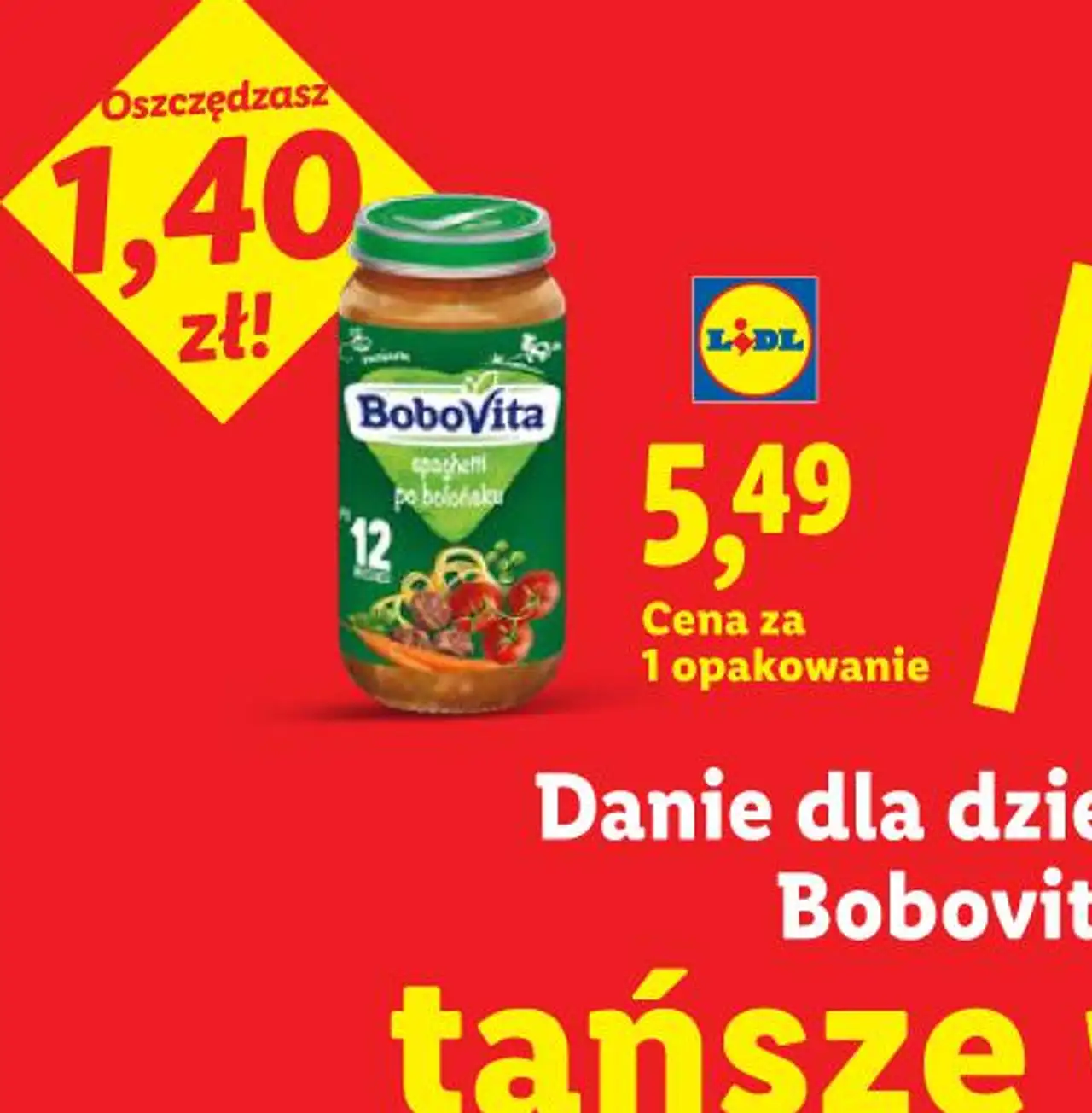 BoboVita Danie dla dzieci po 12 m-cu, spaghetti po bolońsku