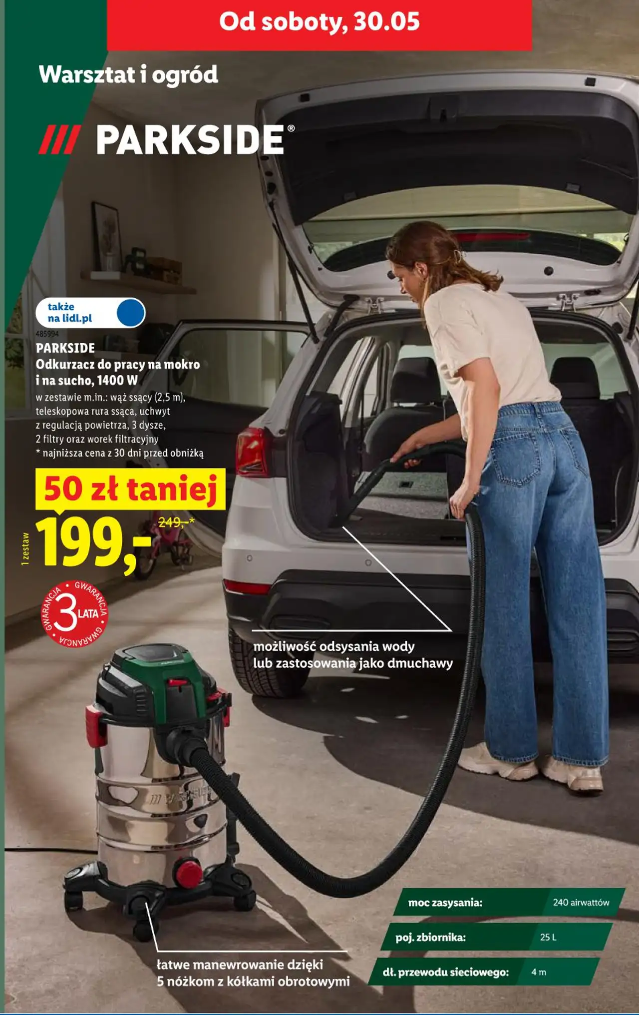 PARKSIDE Odkurzacz do pracy na mokro i na sucho, 1400 W
