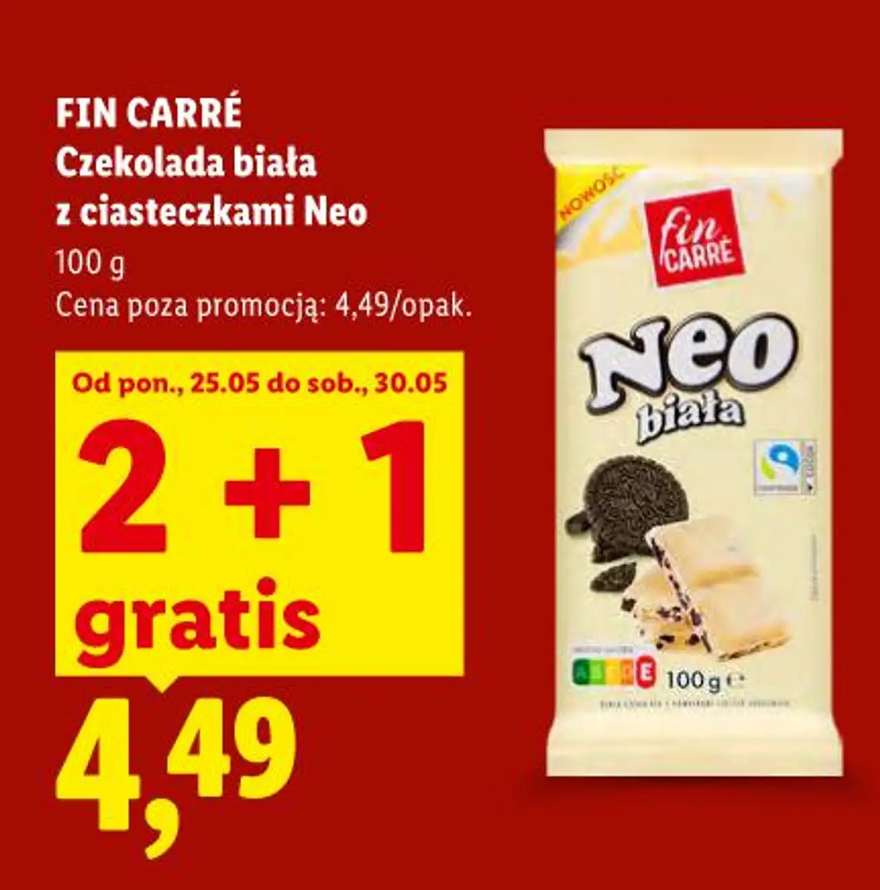 FIN CARRÉ Czekolada biała z ciasteczkami Neo