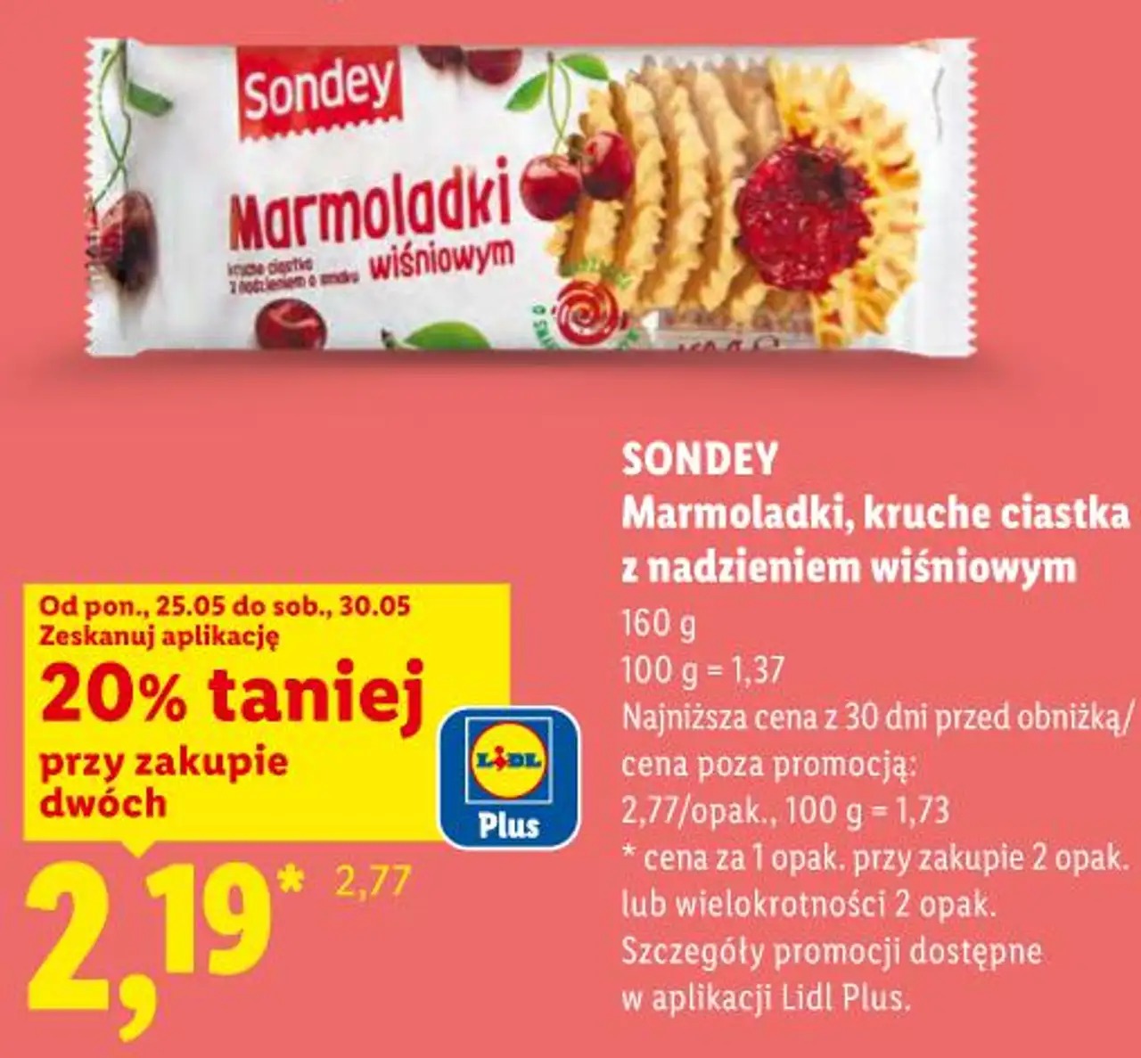 Sondey Marmoladki, kruche ciastka z nadzieniem wiśniowym