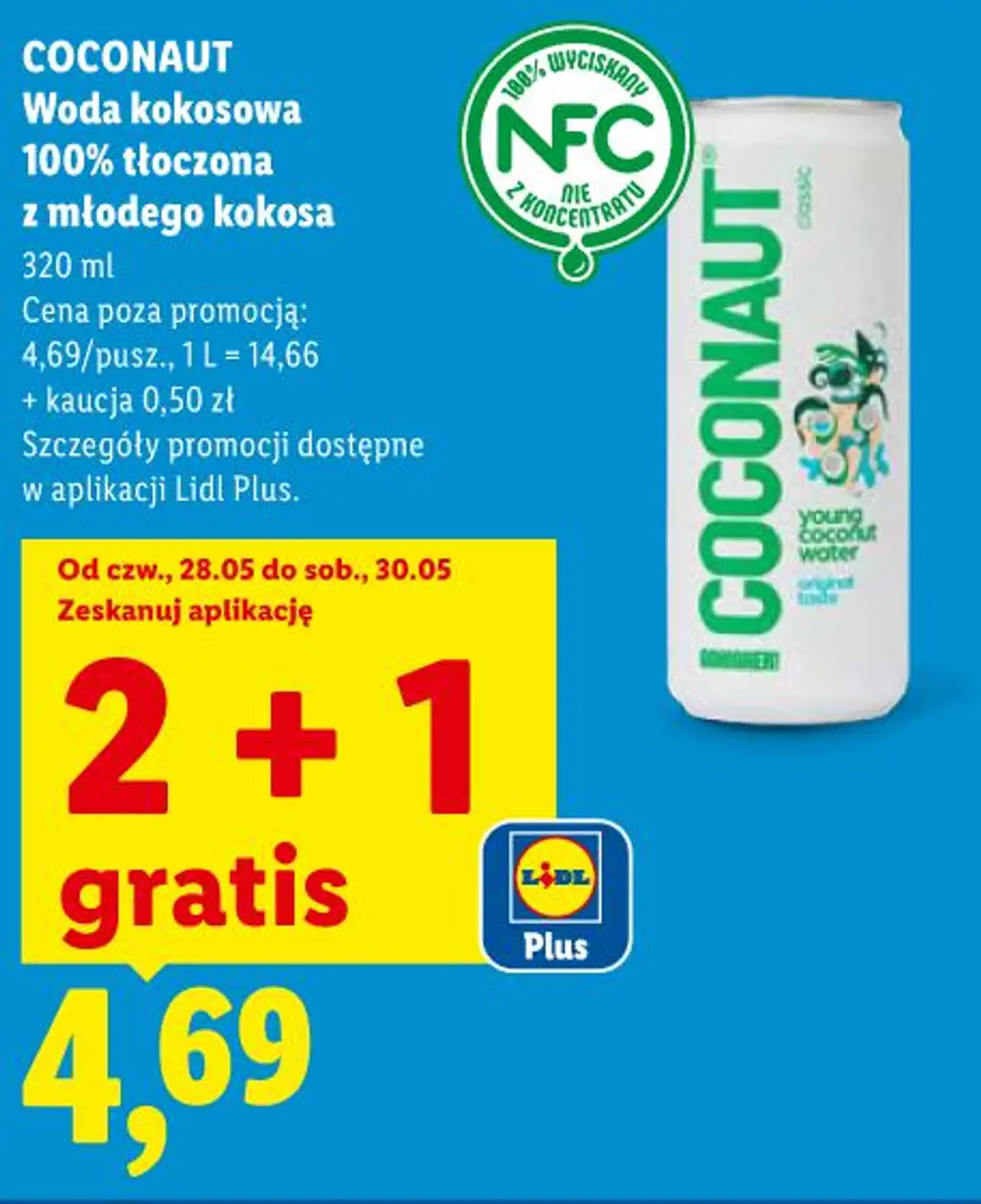 COCONAUT Woda kokosowa 100% tłoczona z młodego kokosa