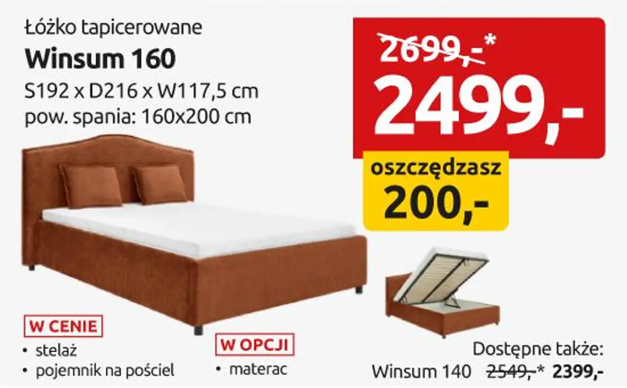 Łóżko tapicerowane Winsum 160