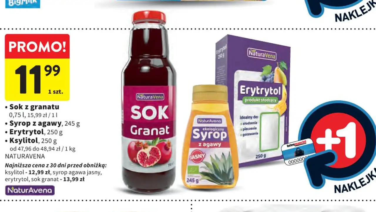 Sok z granatu, Syrop z agawy, Erytrytol, Ksylitol NaturaVena