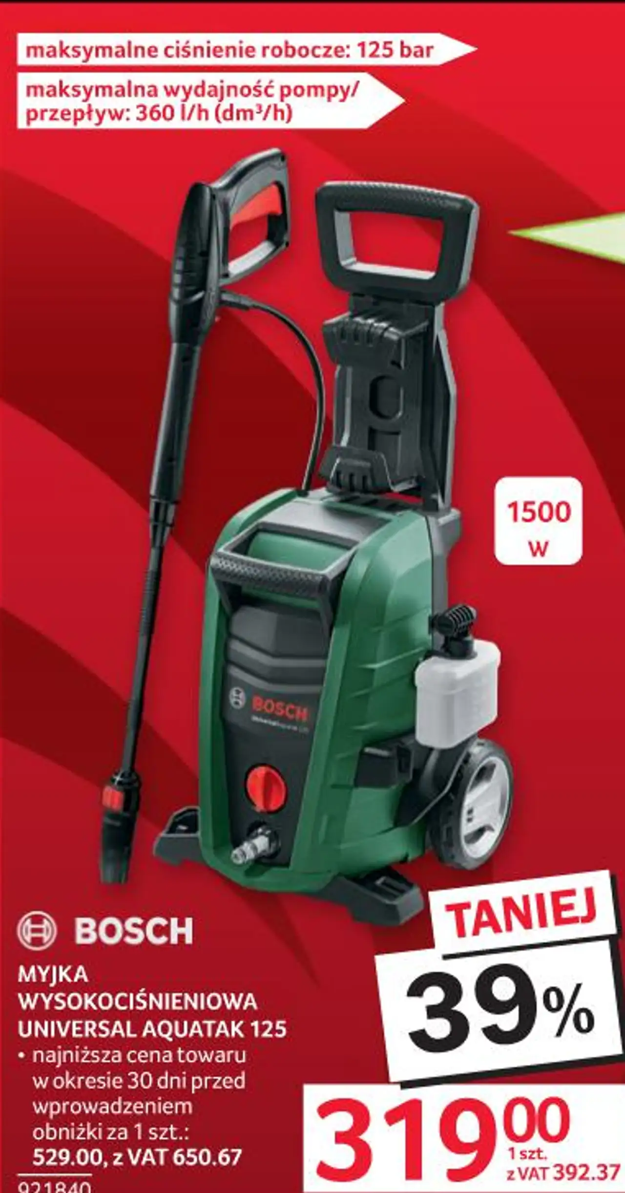 BOSCH MYJKA WYSOKOCIŚNIENIOWA UNIVERSAL AQUATAK 125