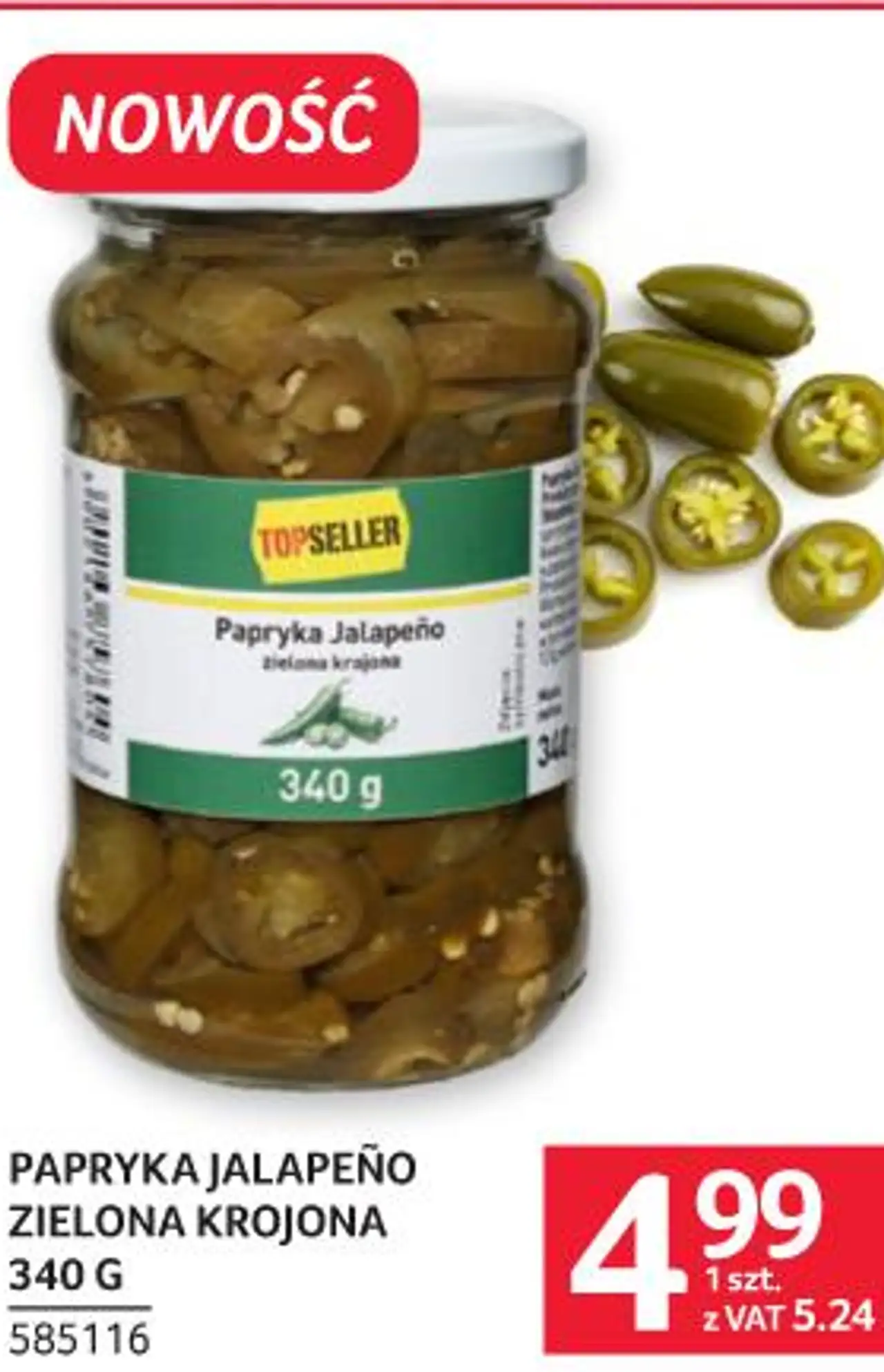 TOPSELLER Papryka jalapeño zielona krojona 340 G
