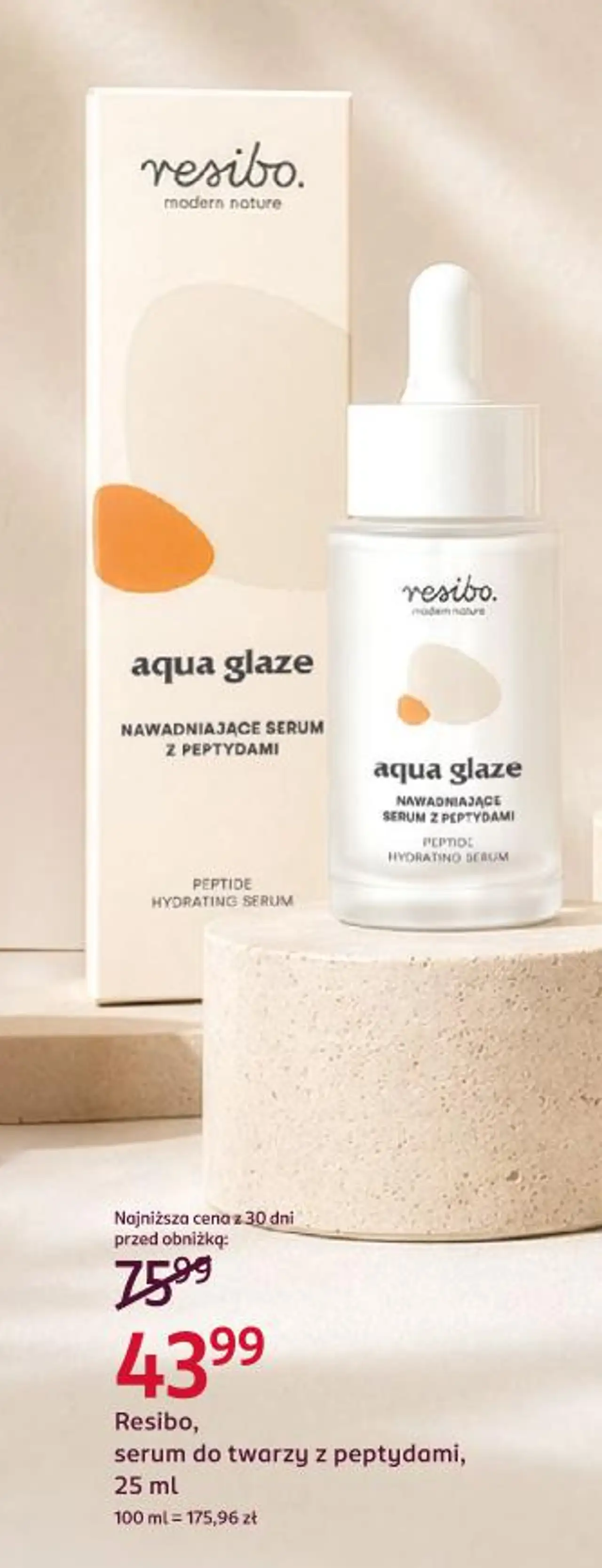 Resibo, aqua glaze, nawadniające serum z peptydami, 25 ml
