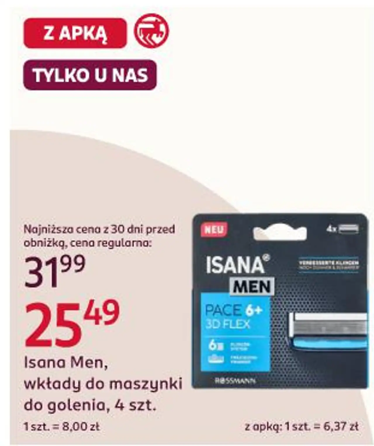 Isana Men, wkłady do maszynki do golenia, 4 szt.
