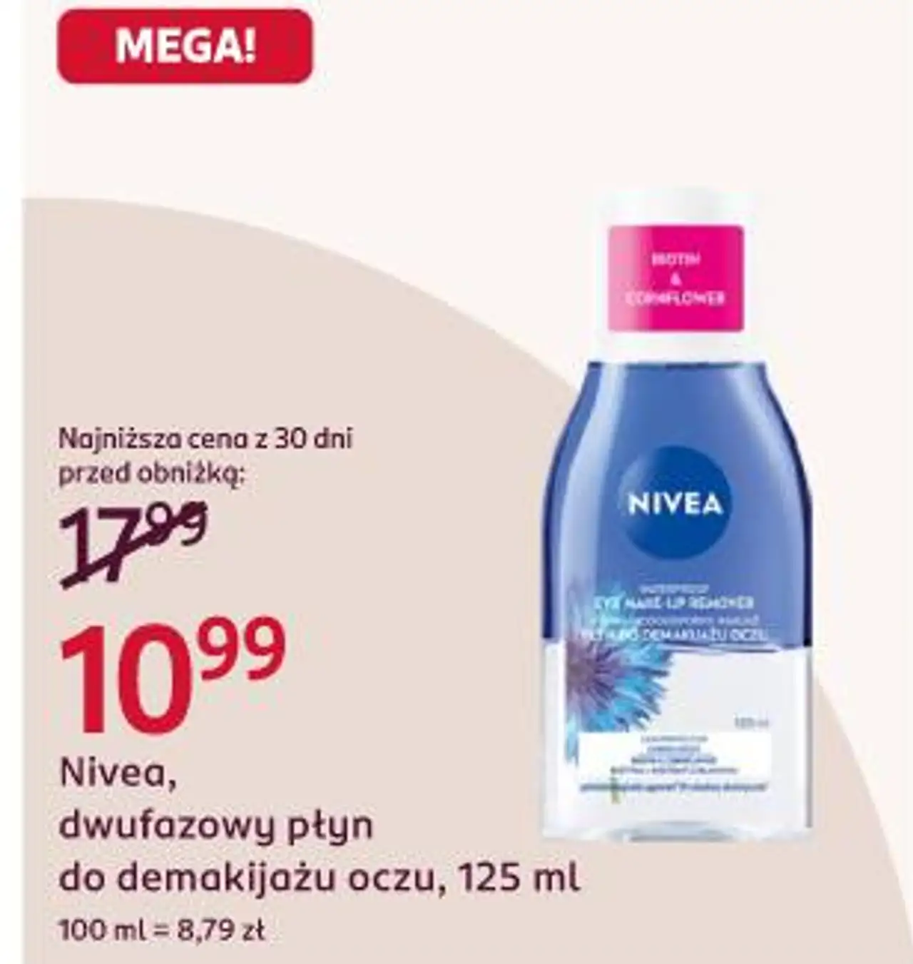 Nivea, dwufazowy płyn do demakijażu oczu, 125 ml