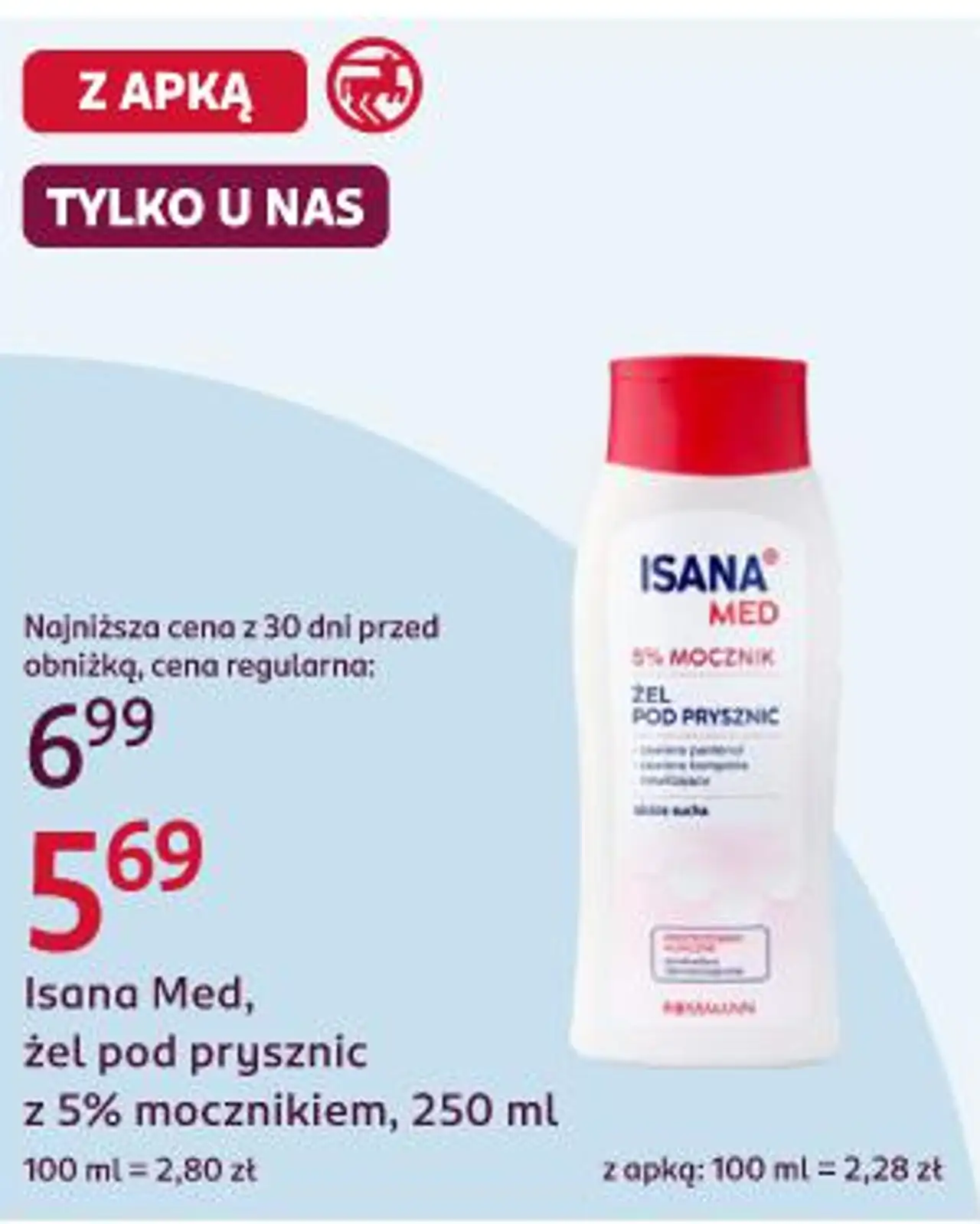 Isana Med, żel pod prysznic z 5% mocznikiem, 250 ml